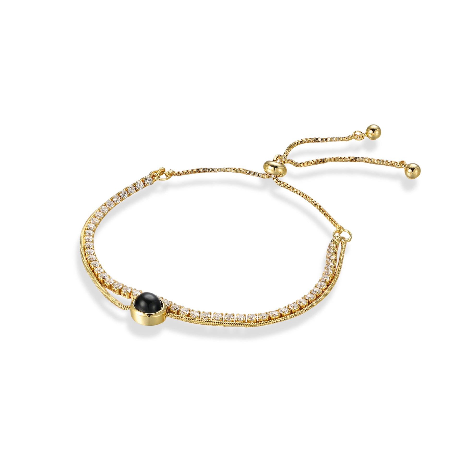 Joline 14K Gold Round Natural Stone Bracelet
