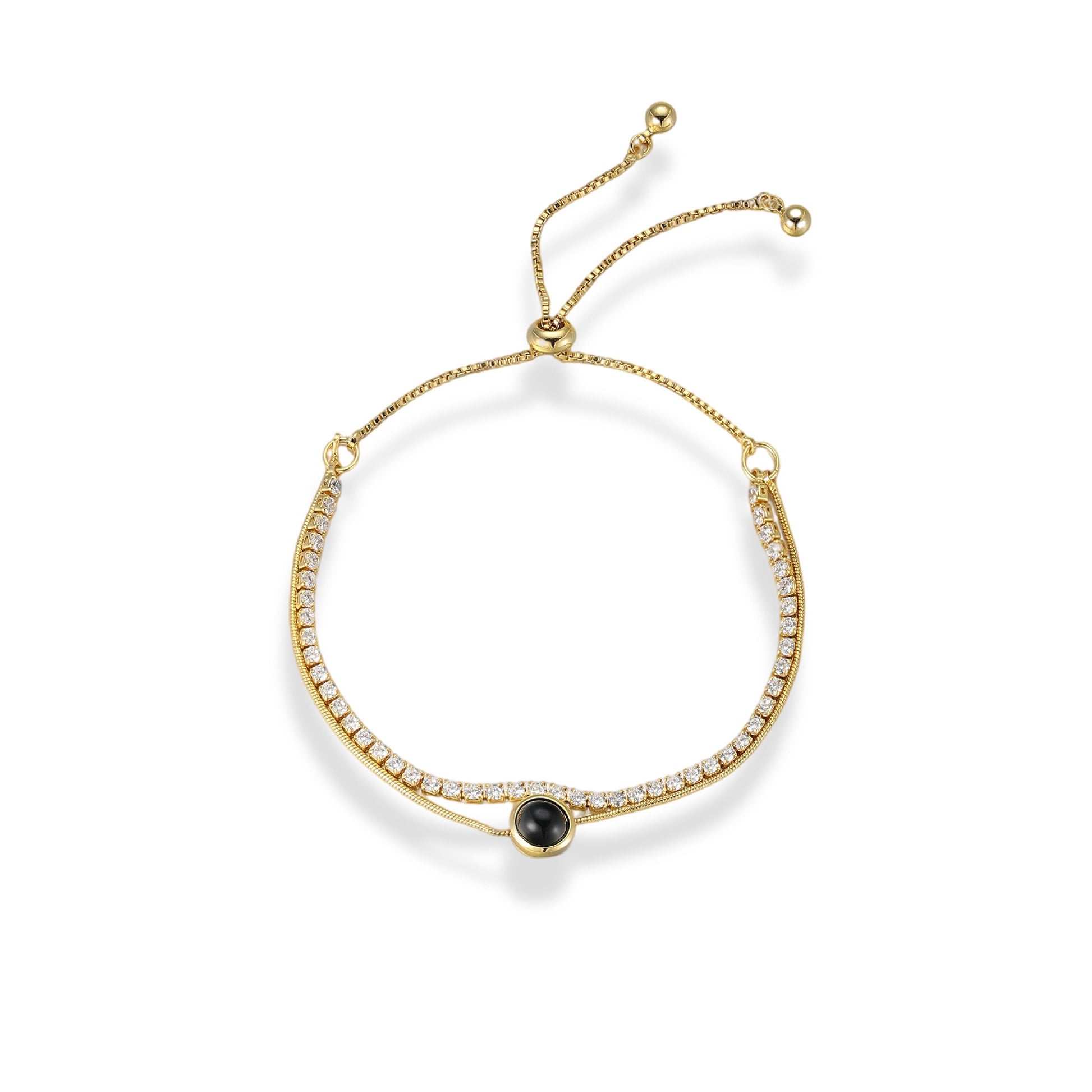 Joline 14K Gold Round Natural Stone Bracelet