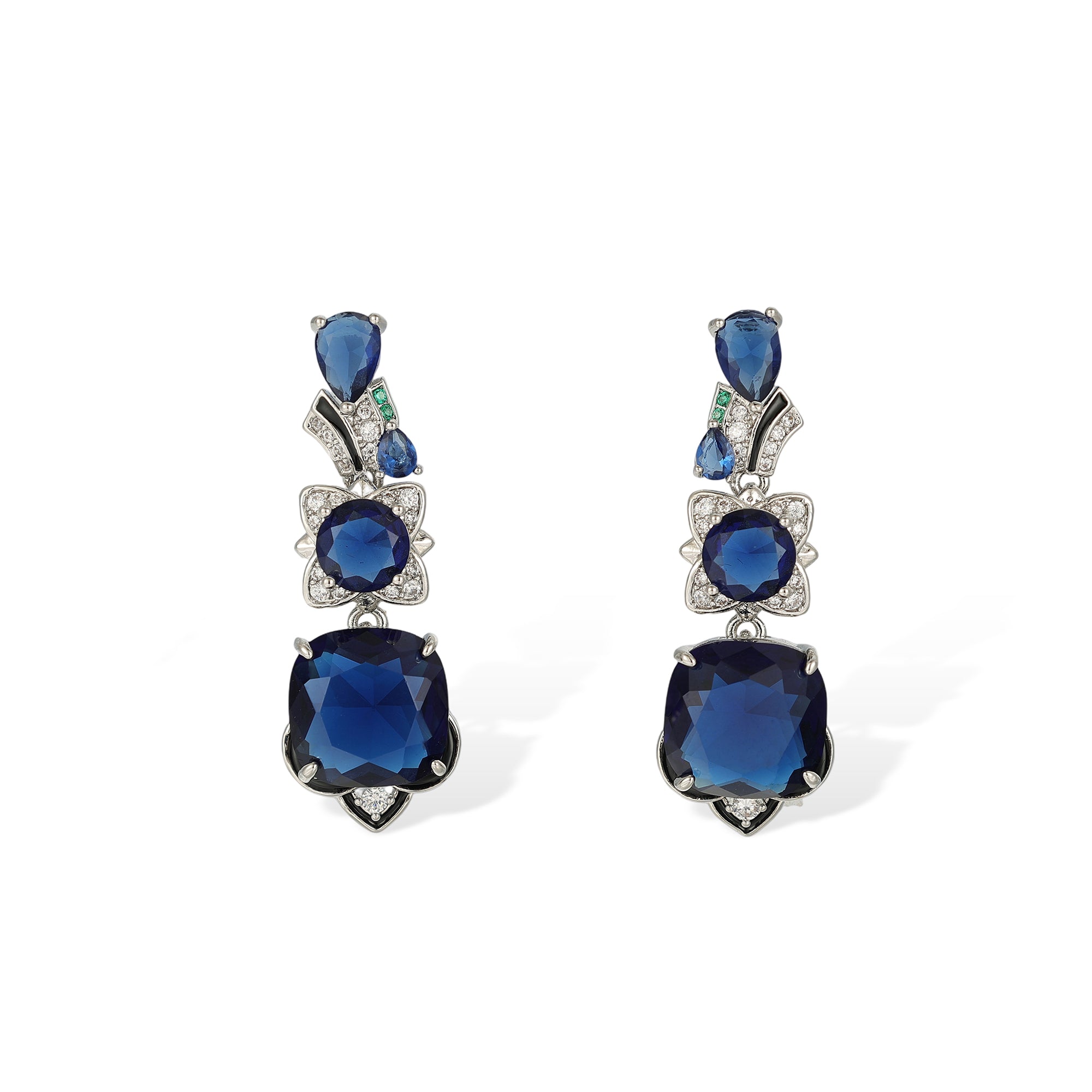 Jorina Navy Blue Cushion Earrings & Necklace