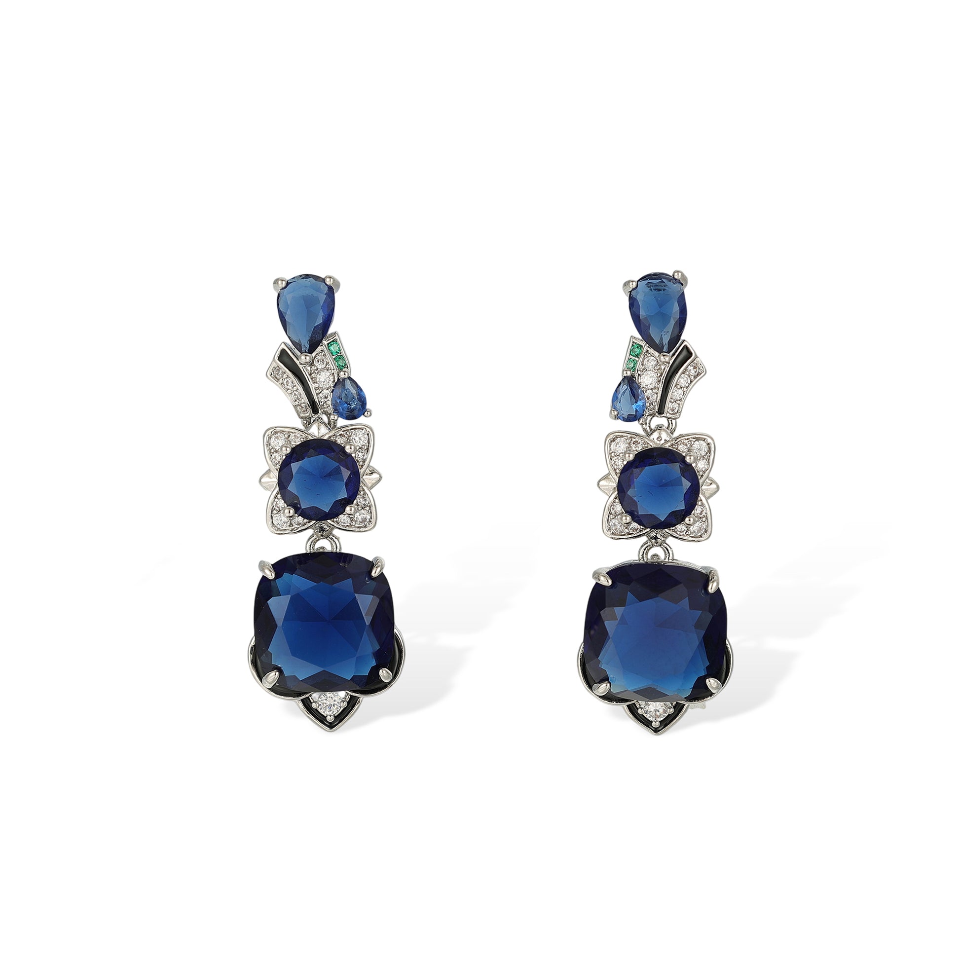 Jorina Navy Blue Cushion Earrings & Necklace