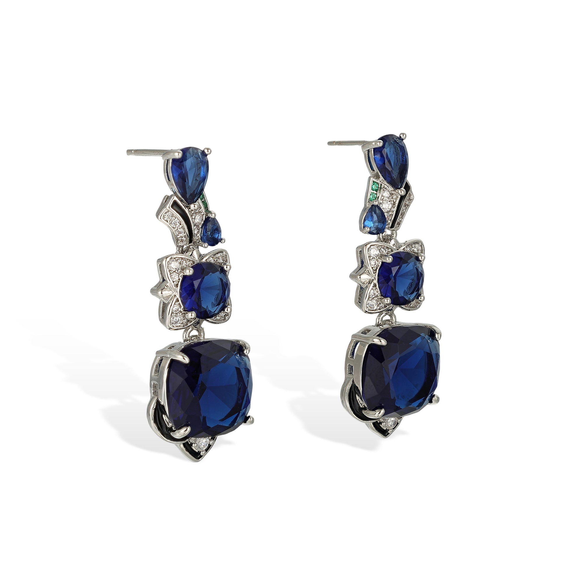 Jorina Navy Blue Cushion Earrings & Necklace