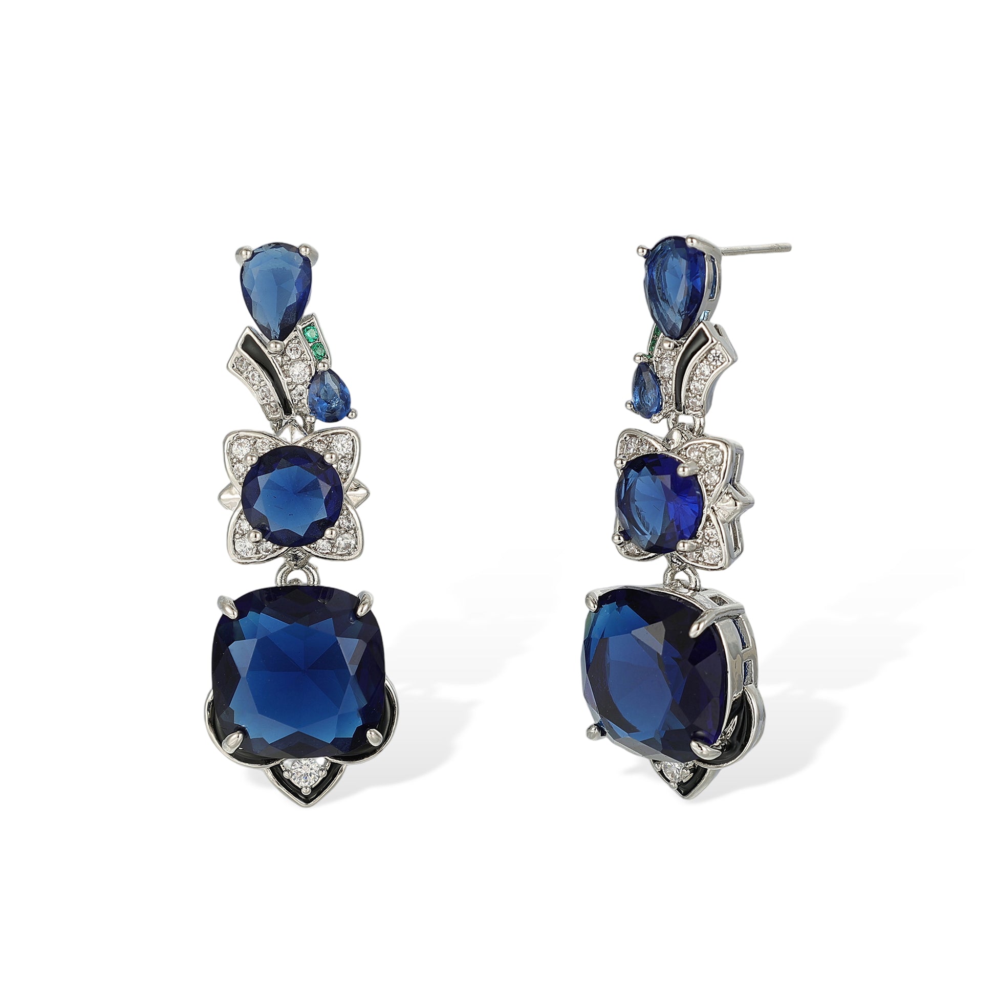 Jorina Navy Blue Cushion Earrings & Necklace