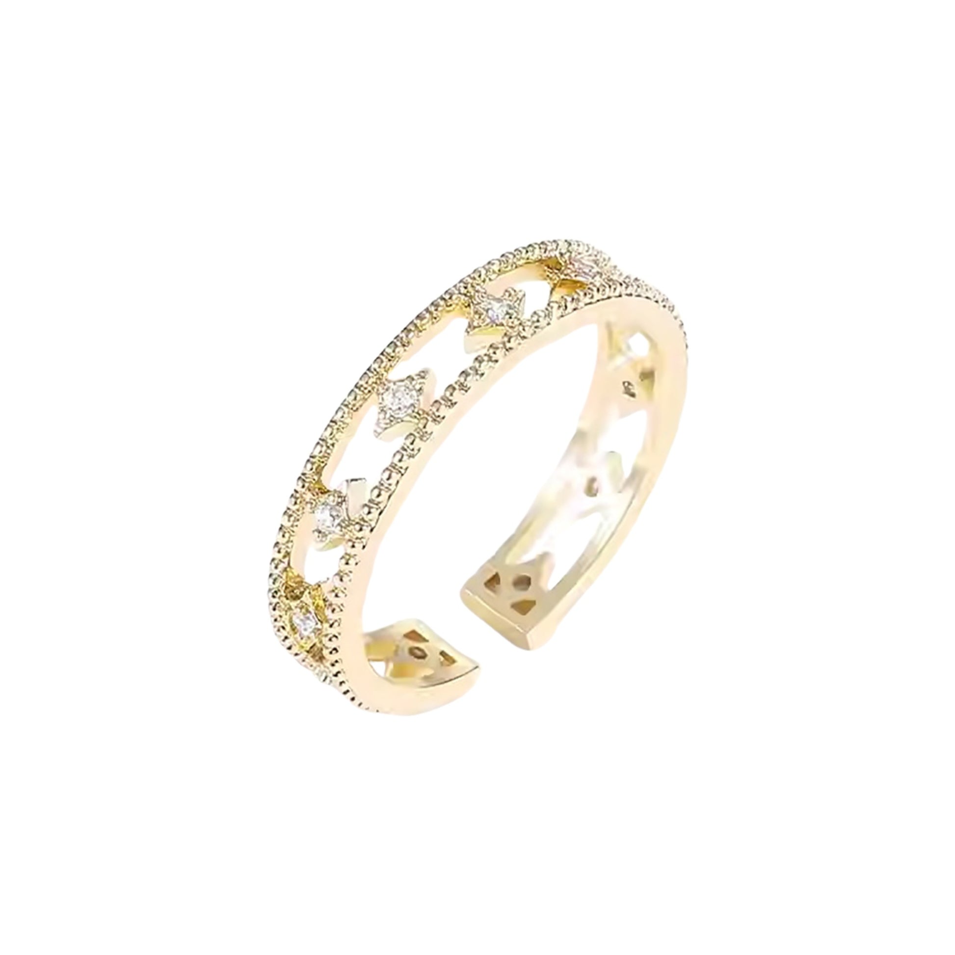 Judithe 14K Gold Star Open Ring Set