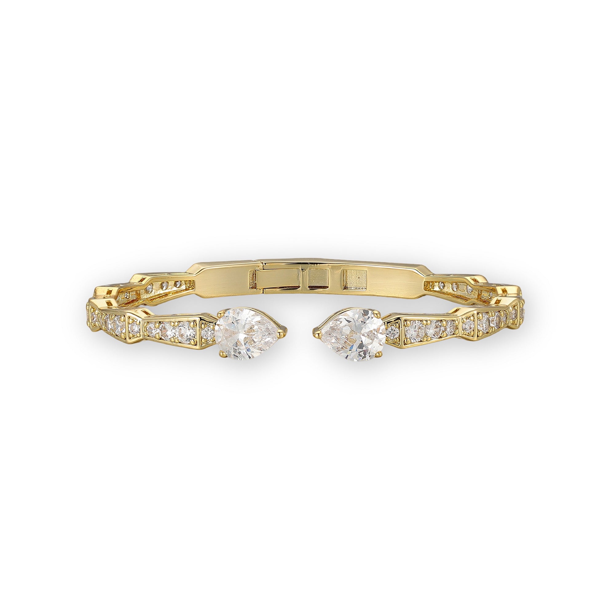 Juliana 14K Gold Dual Teardrop Open Bangle