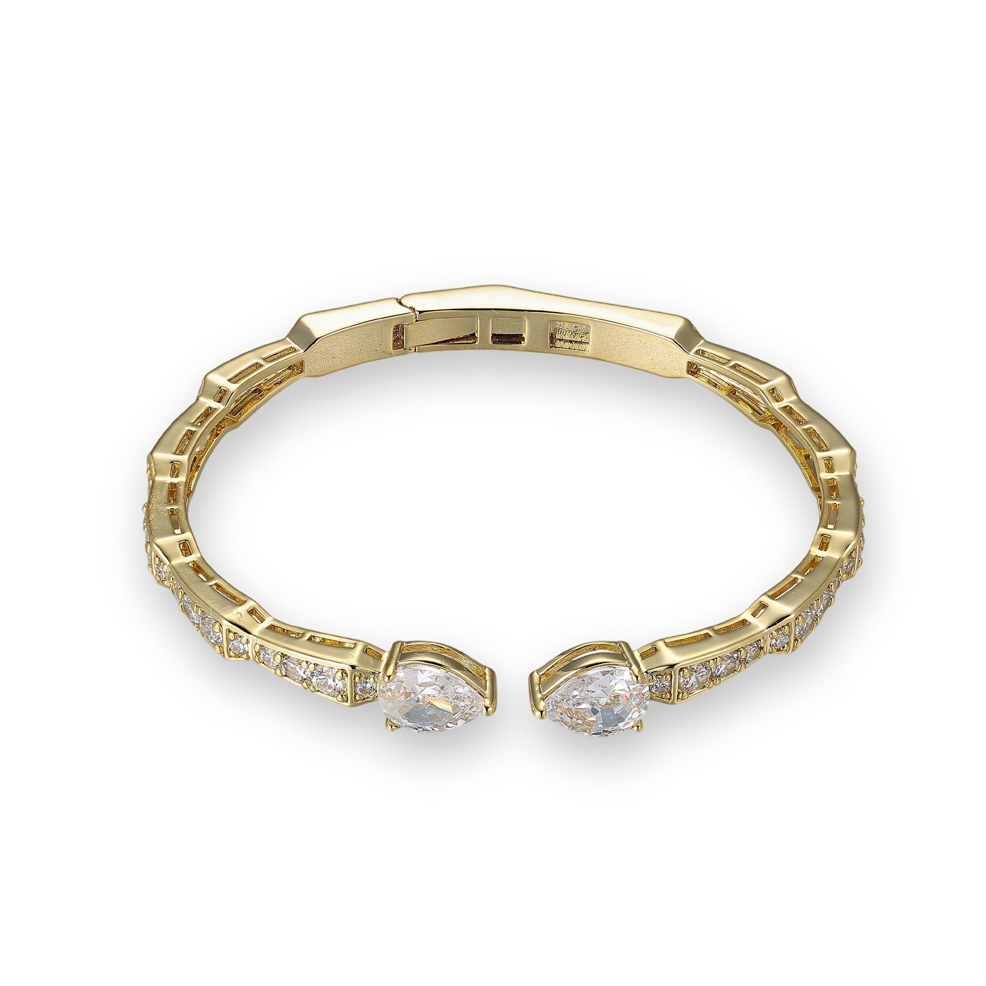 Juliana 14K Gold Dual Teardrop Open Bangle