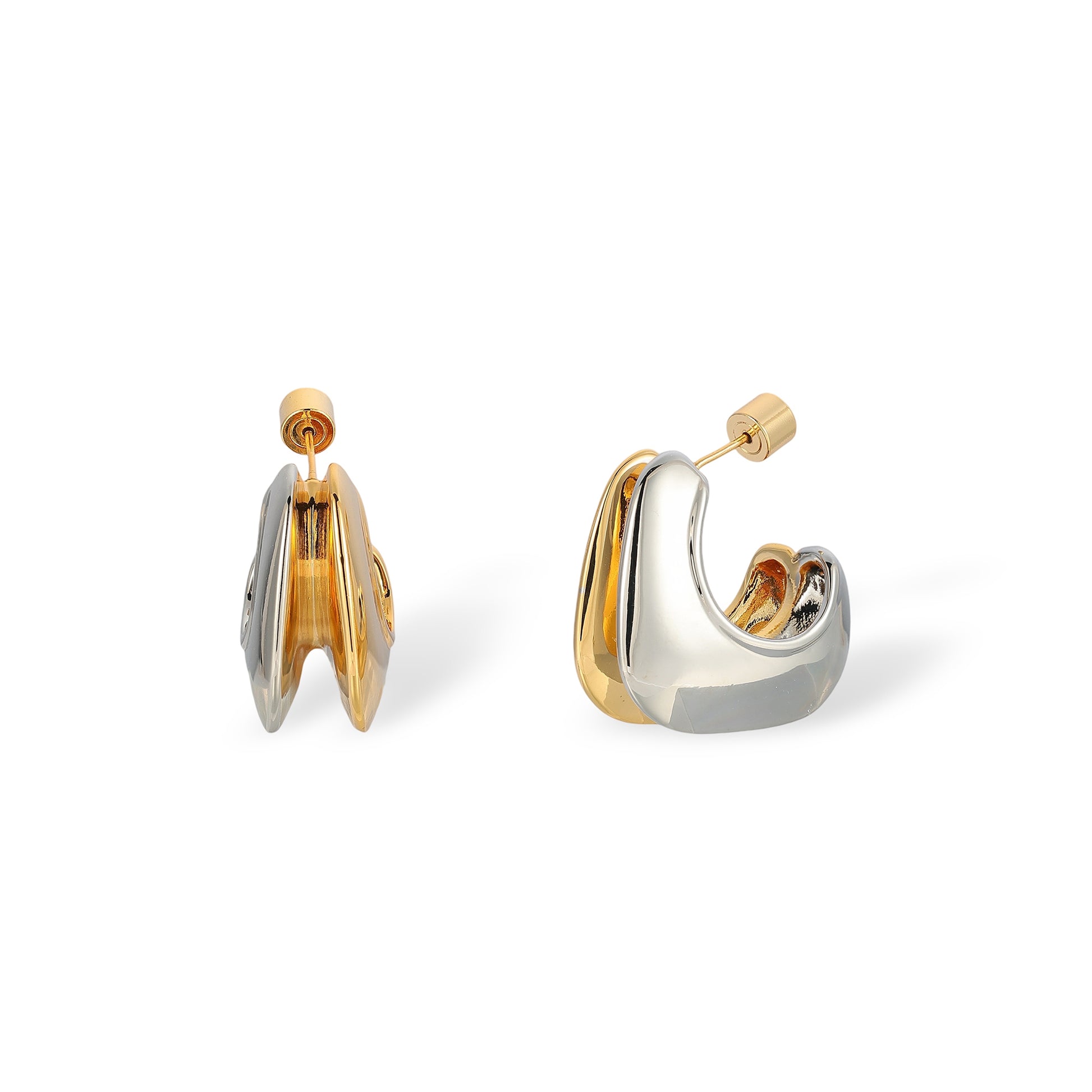 Julika 18K Gold Two-Tone Curved Earrings