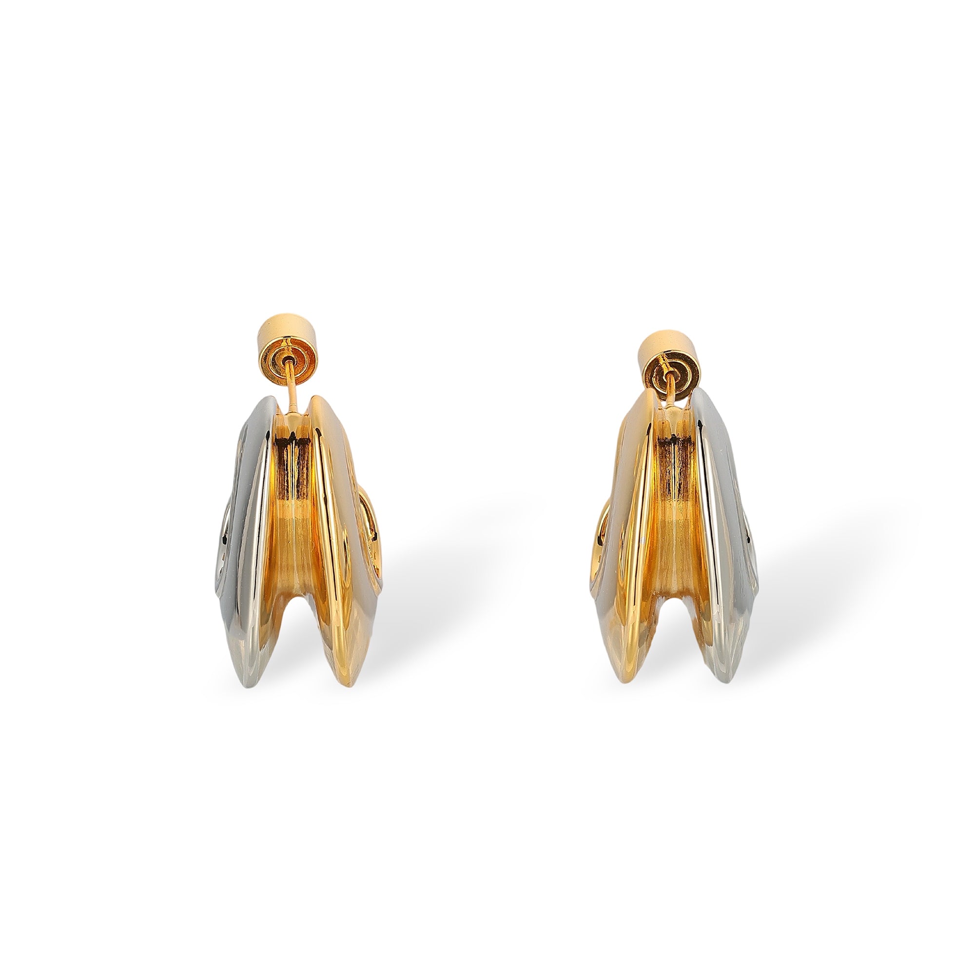 Julika 18K Gold Two-Tone Curved Earrings