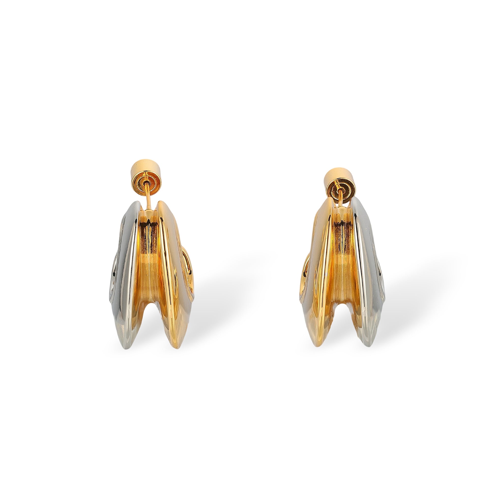 Julika 18K Gold Two-Tone Curved Earrings