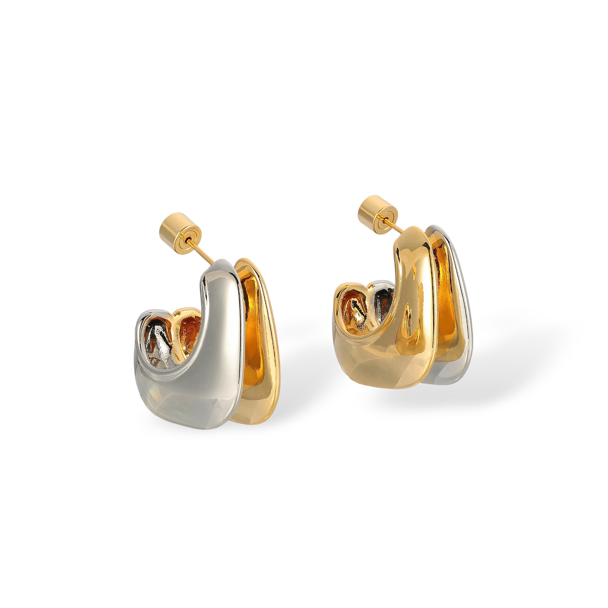 Julika 18K Gold Two-Tone Curved Earrings