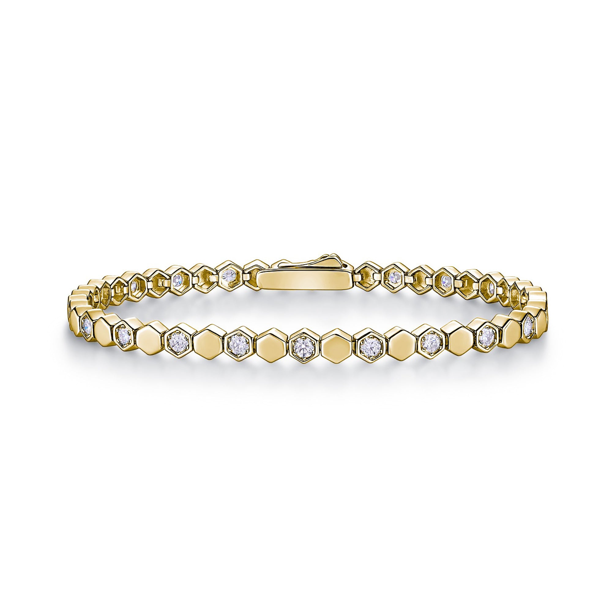 Justina 14K Gold Hexagonal Moissanite Tennis Bracelet