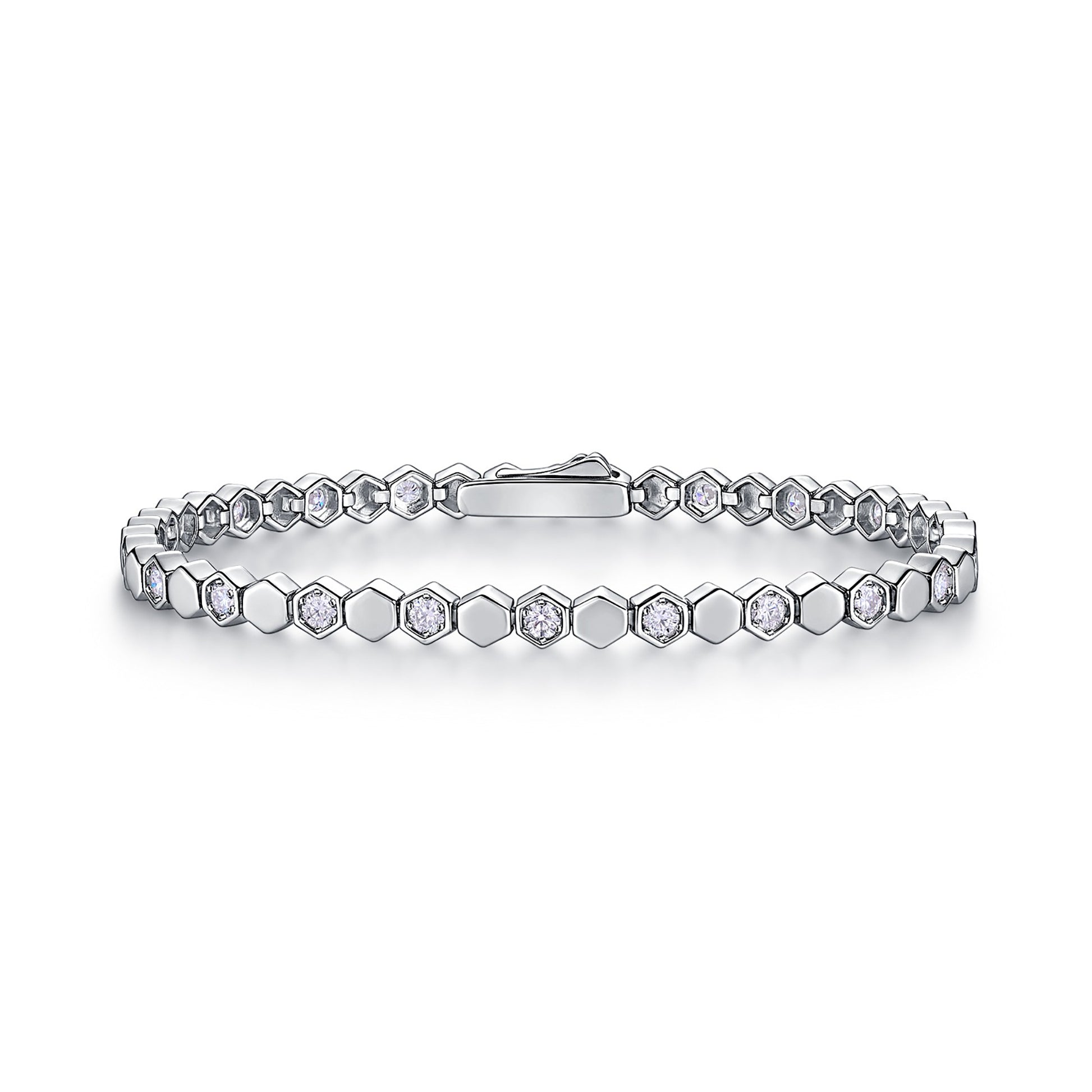 Justina 14K Gold Hexagonal Moissanite Tennis Bracelet