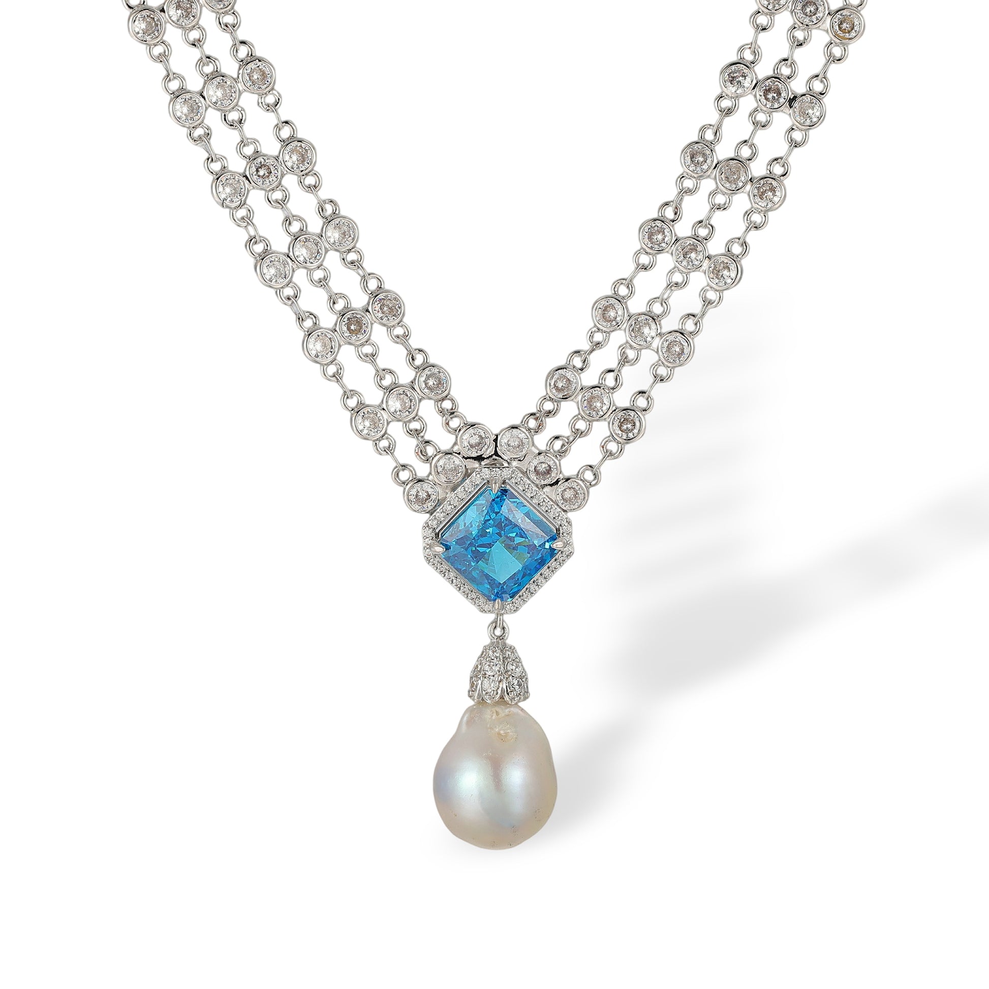 Kaja Blue Square Baroque Pearl Necklace