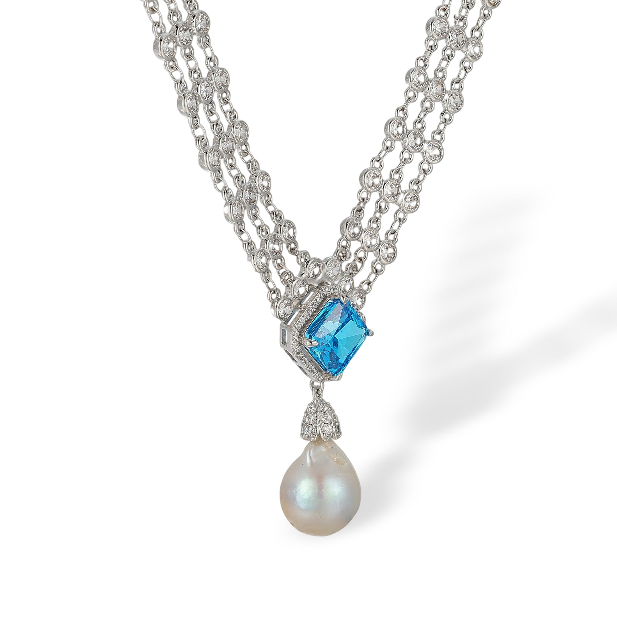 Kaja Blue Square Baroque Pearl Necklace