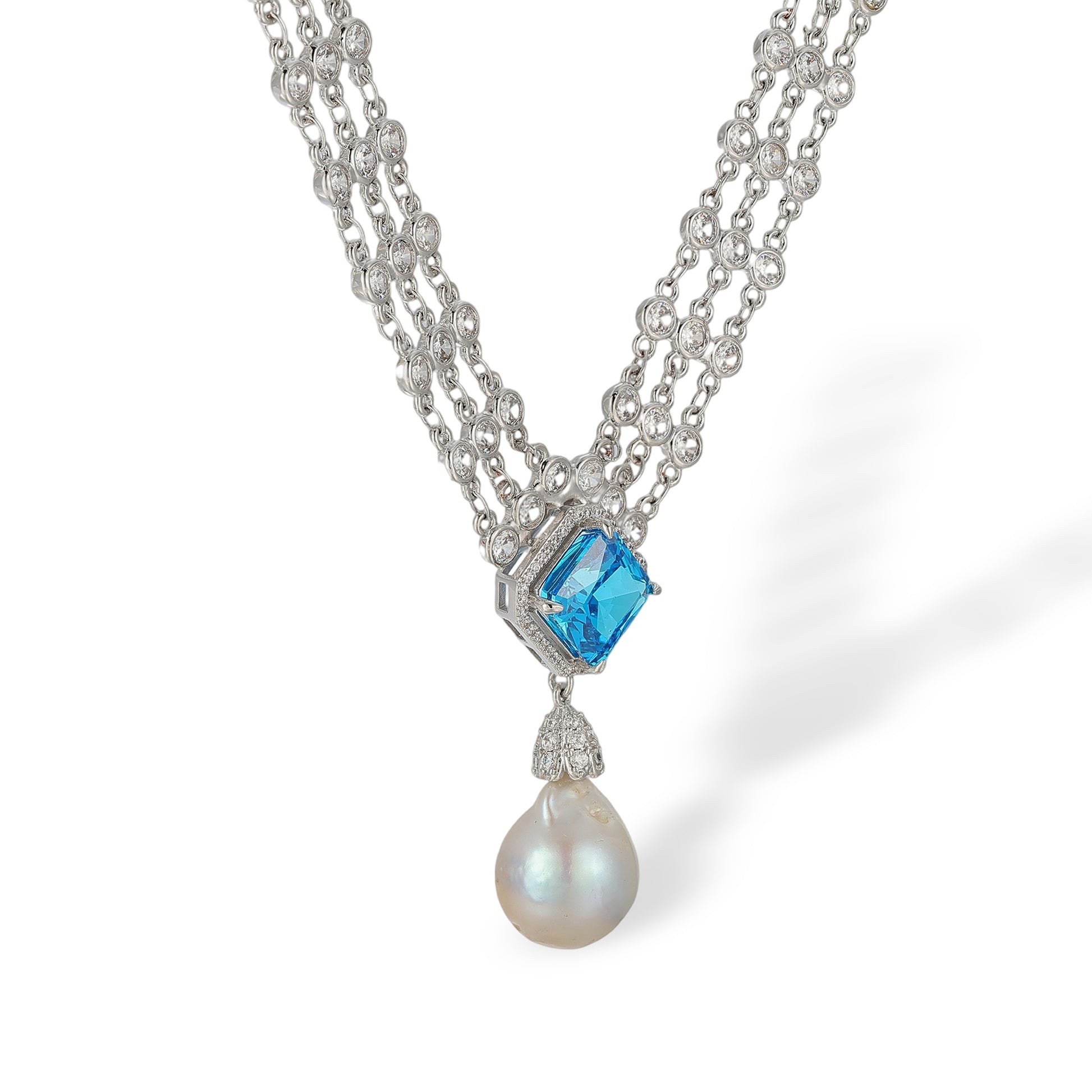 Kaja Blue Square Baroque Pearl Necklace