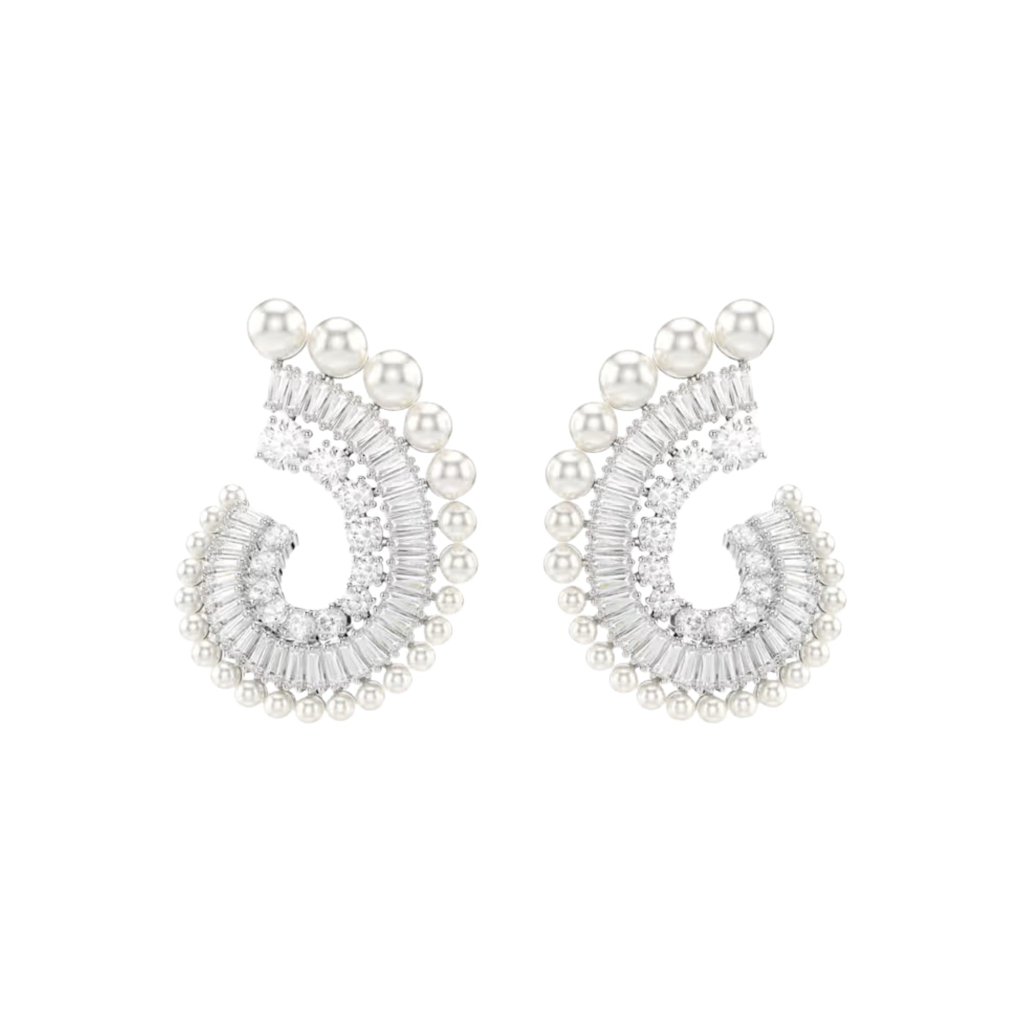 Karen White Fan Pearl Earrings