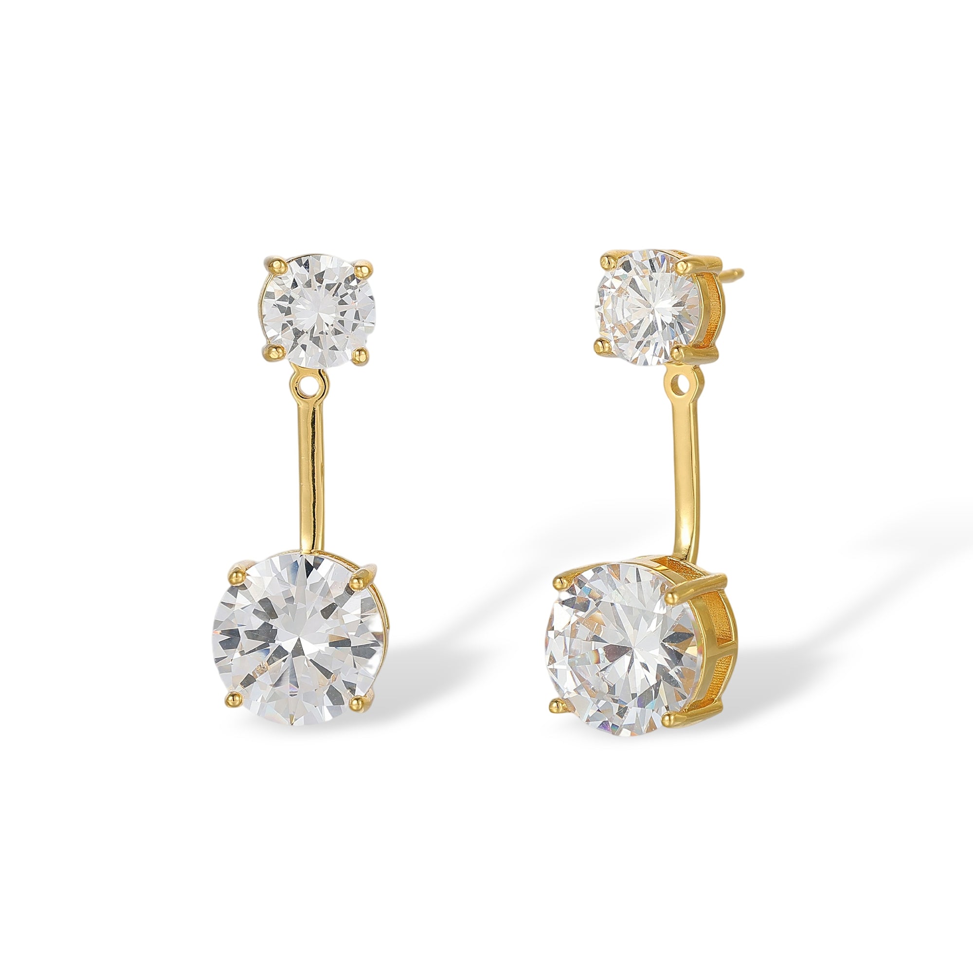 Karolina 18K Gold Double Round Drop Earrings