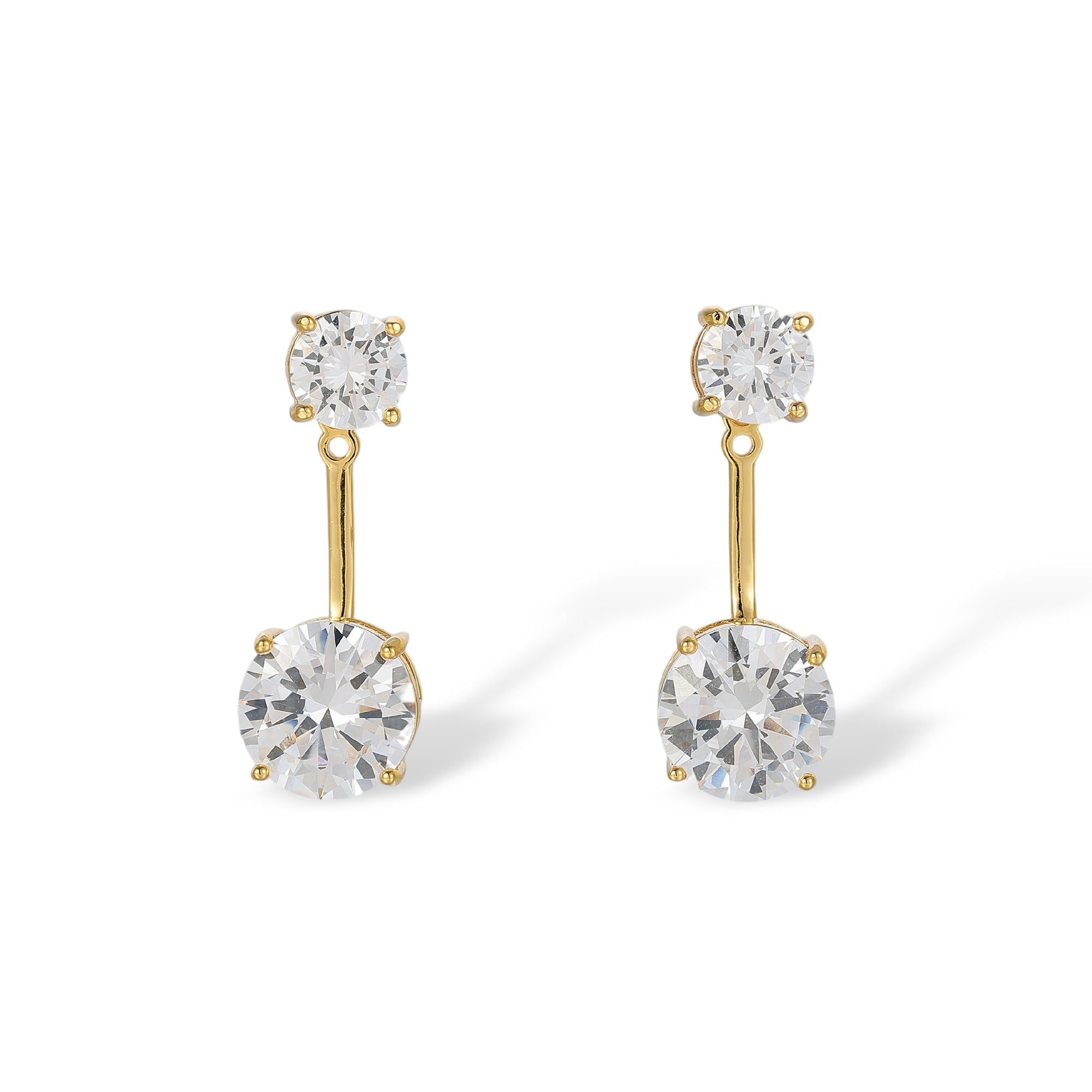 Karolina 18K Gold Double Round Drop Earrings
