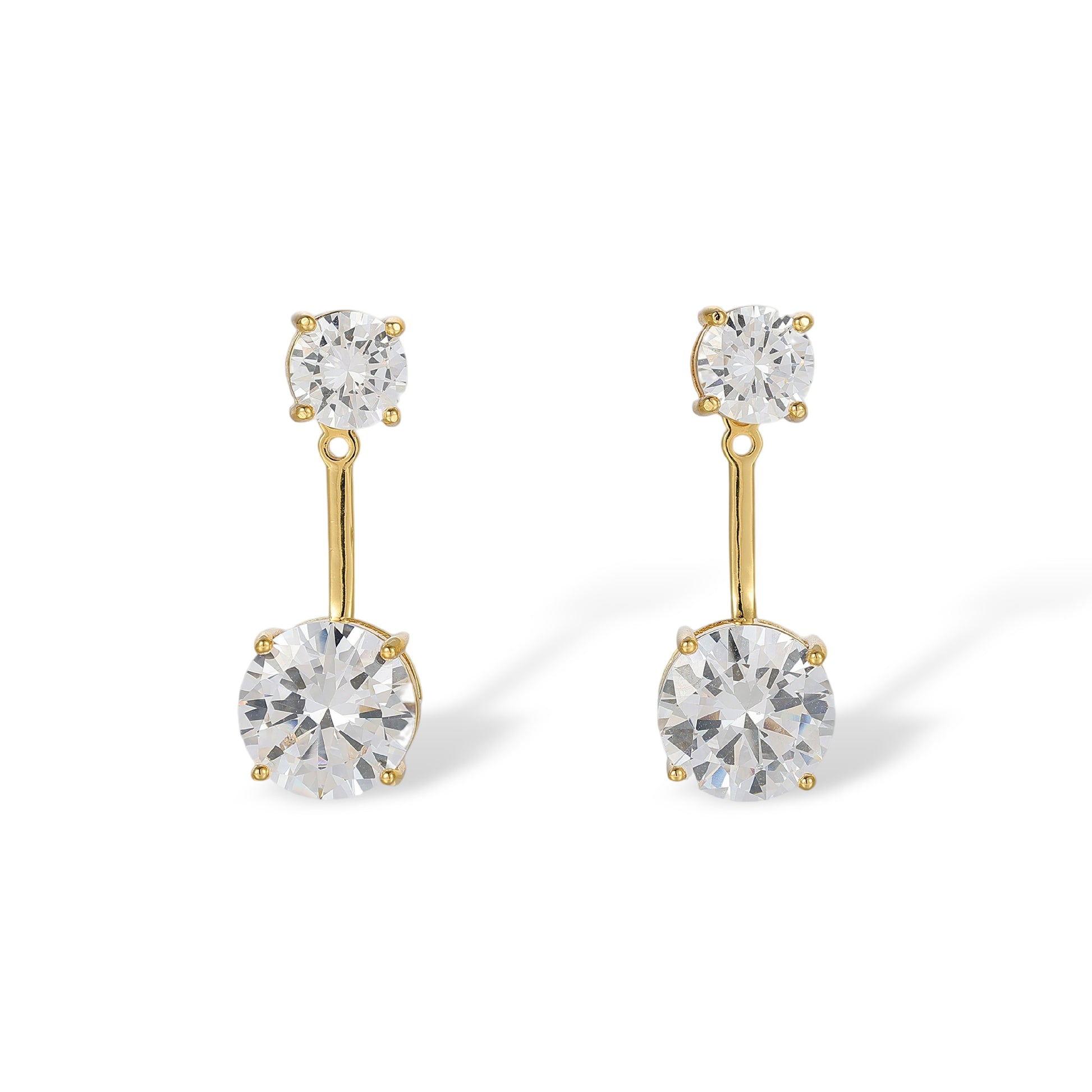Karolina 18K Gold Double Round Drop Earrings