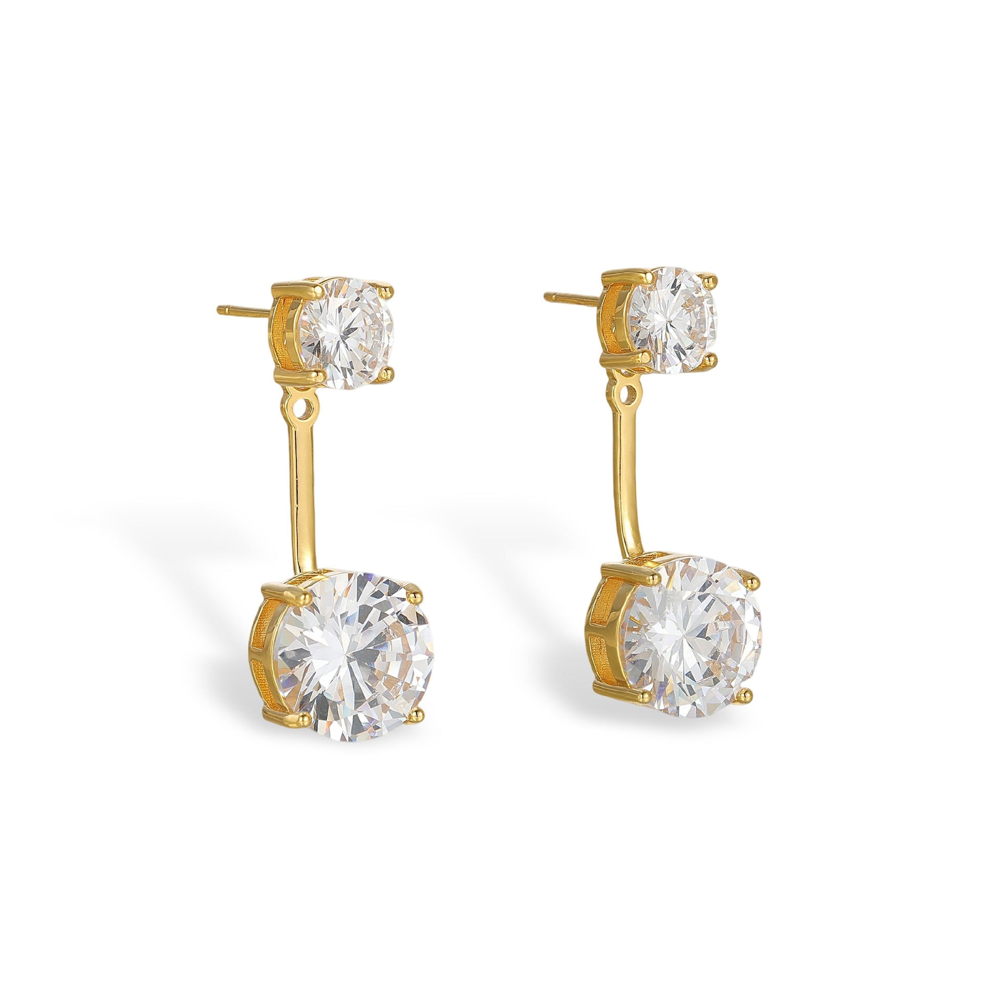 Karolina 18K Gold Double Round Drop Earrings