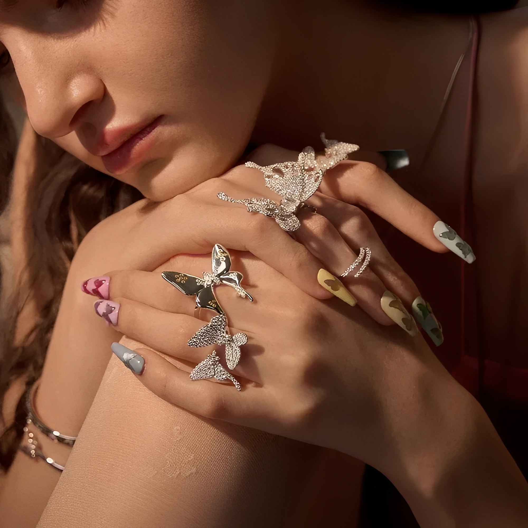 Kathrin White Butterfly Open Ring