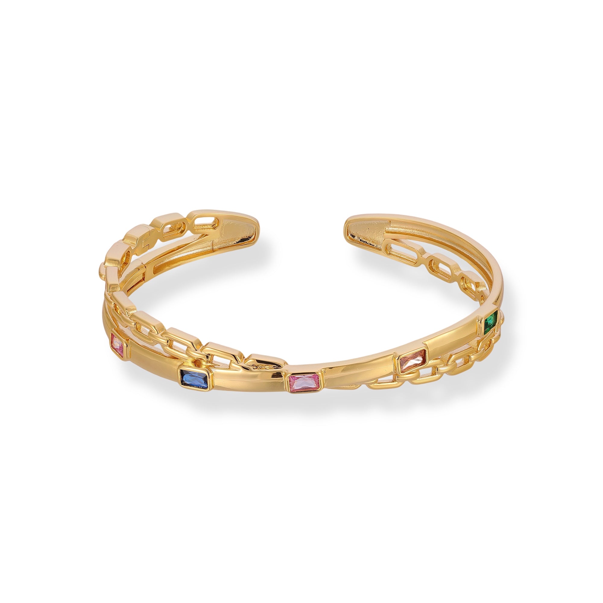 Katinka 18K Gold Crisscross Two-Row Baguette Open Bangle