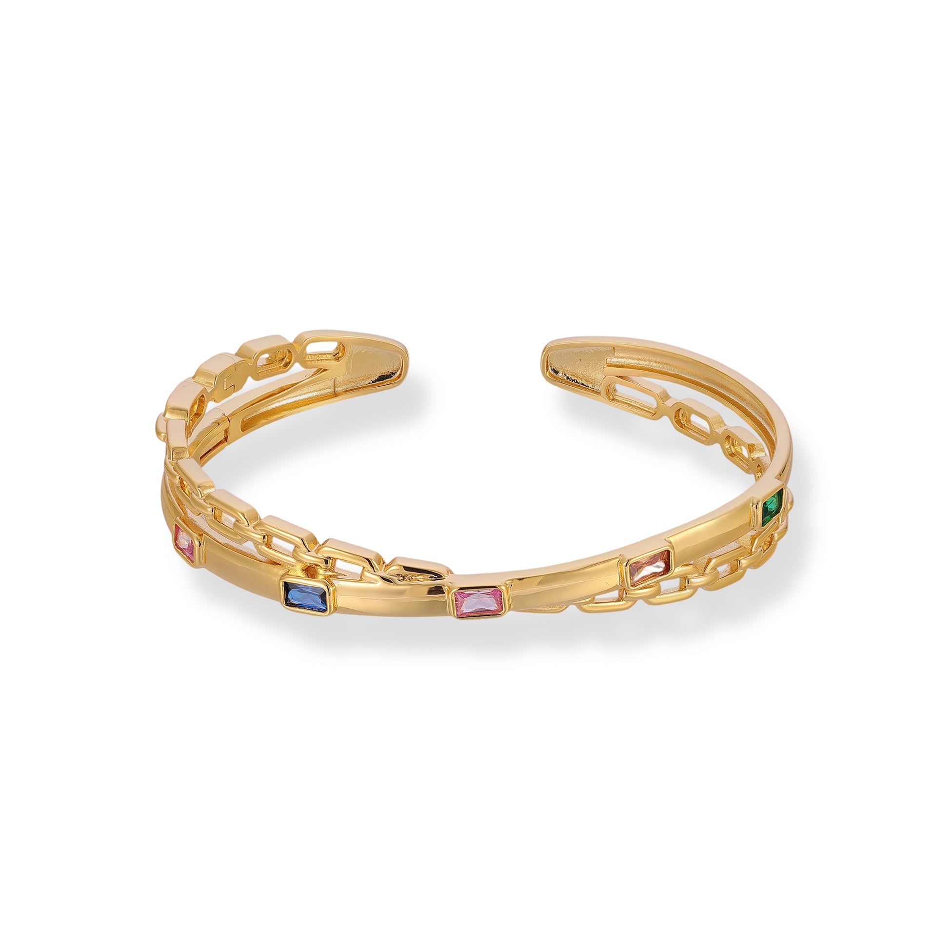 Katinka 18K Gold Crisscross Two-Row Baguette Open Bangle