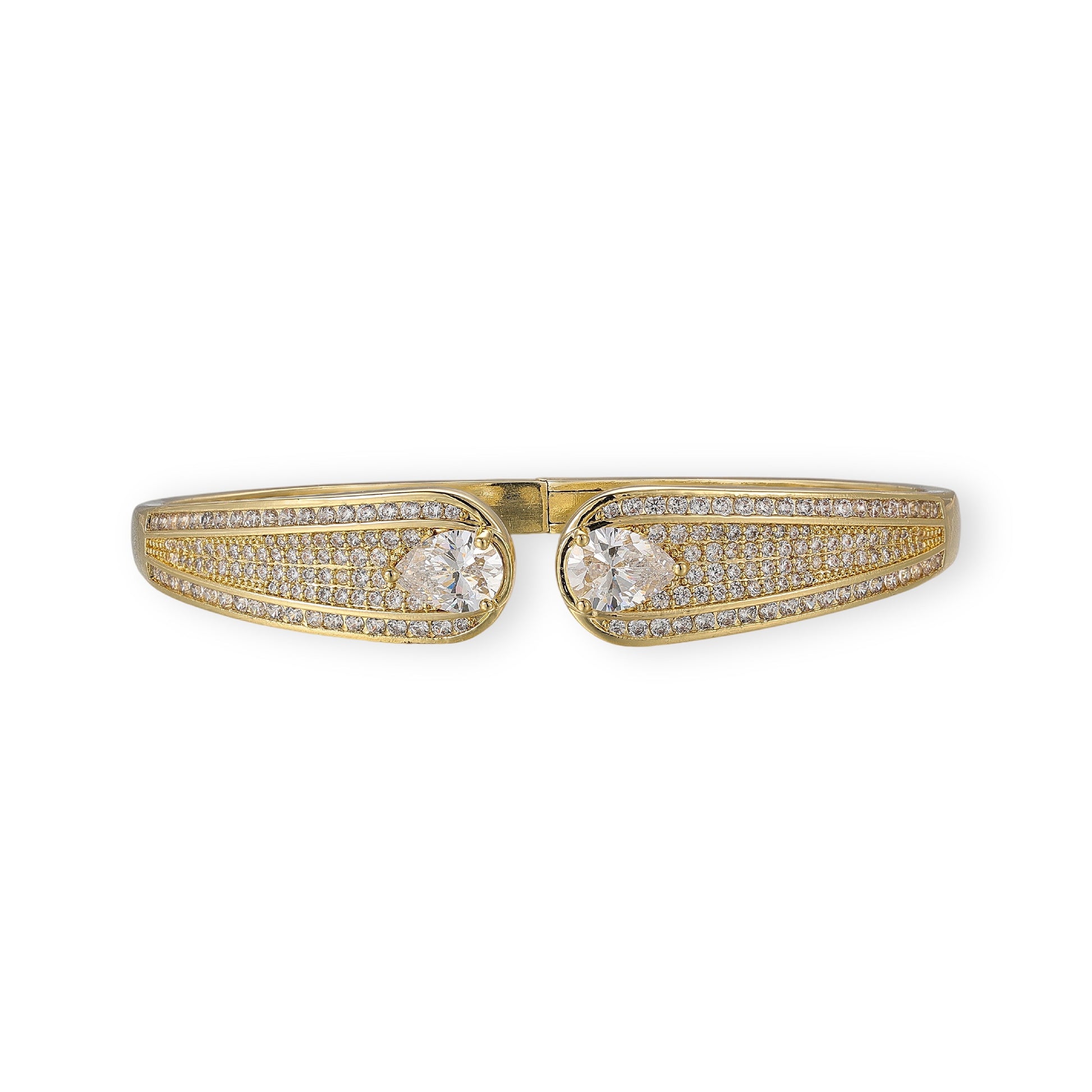 Katrina 14K Gold Teardrop Open Bangle