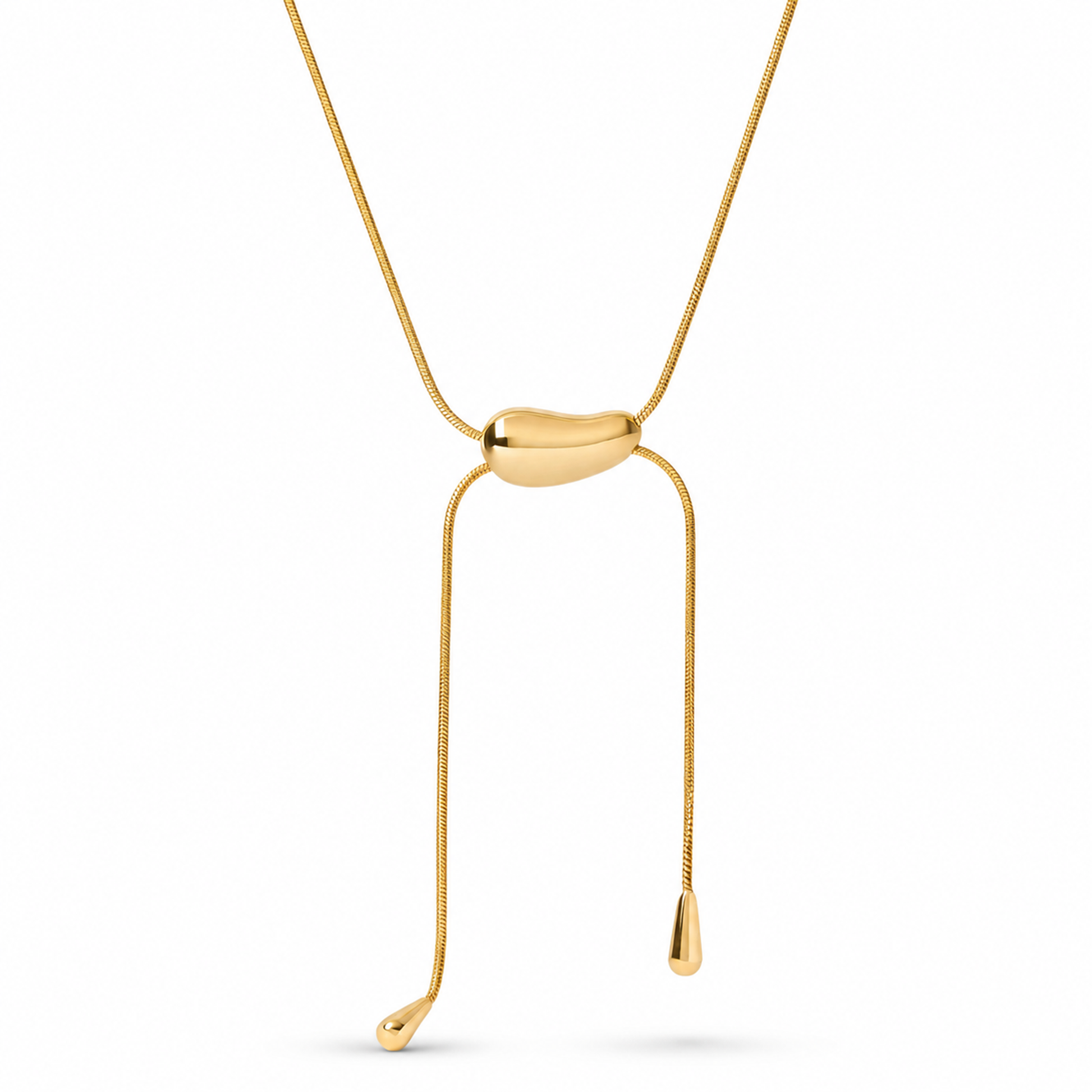 Kattrin 14K Gold Bean Teardrop Necklace