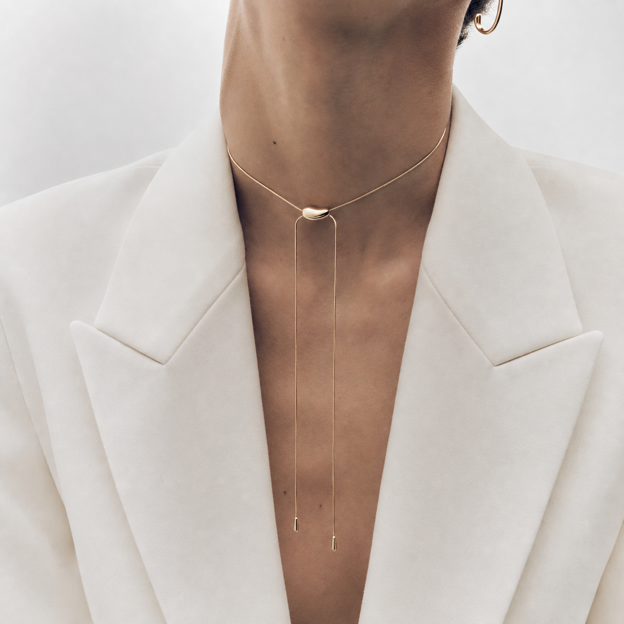 Kattrin 14K Gold Bean Teardrop Necklace