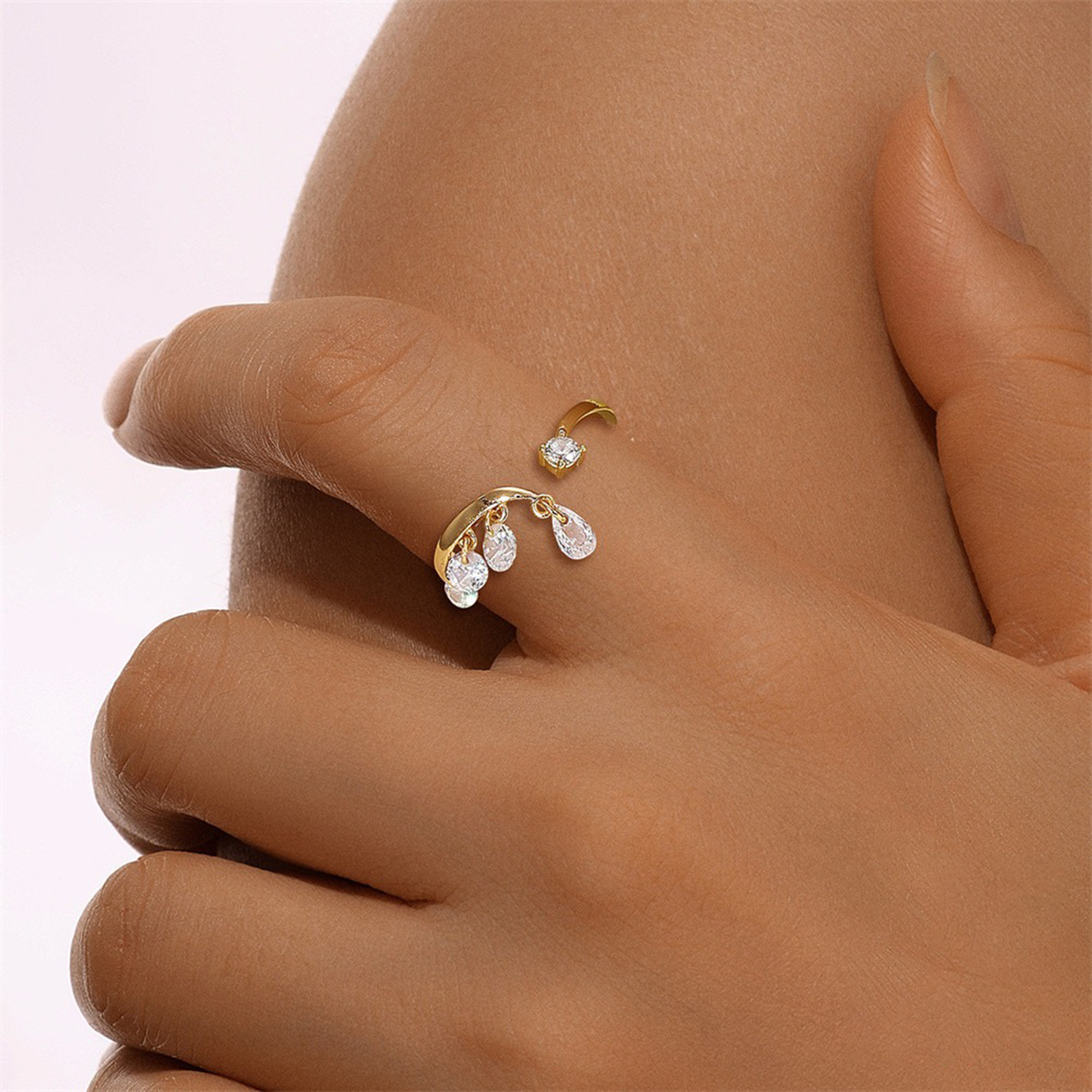 Katya 18K Gold Round Teardrop Open Ring