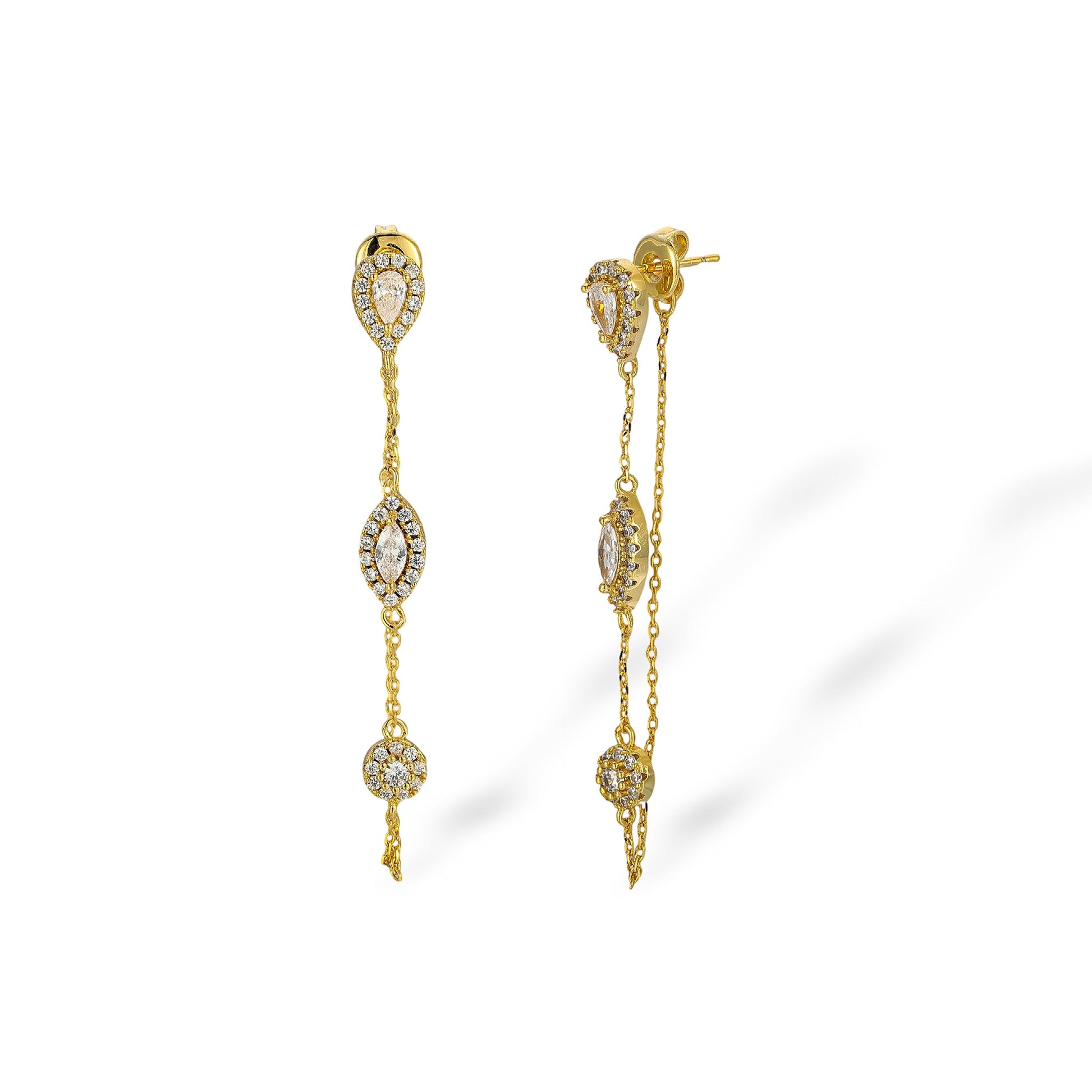 Kaya 14K Gold Marquise Teardrop Round Drop Earrings