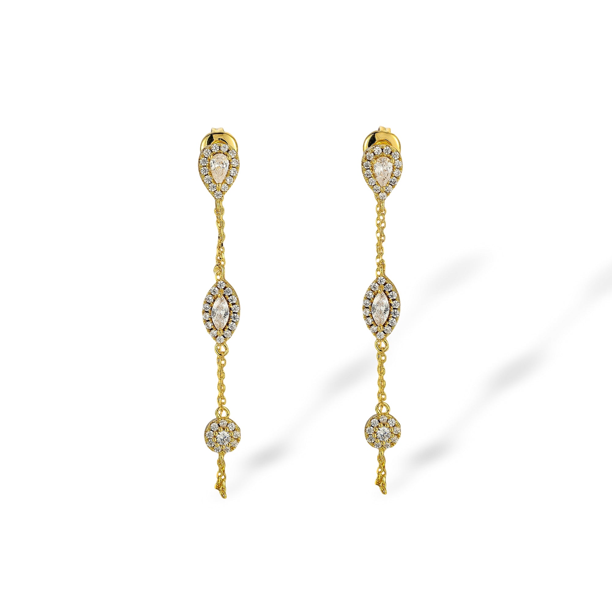 Kaya 14K Gold Marquise Teardrop Round Drop Earrings