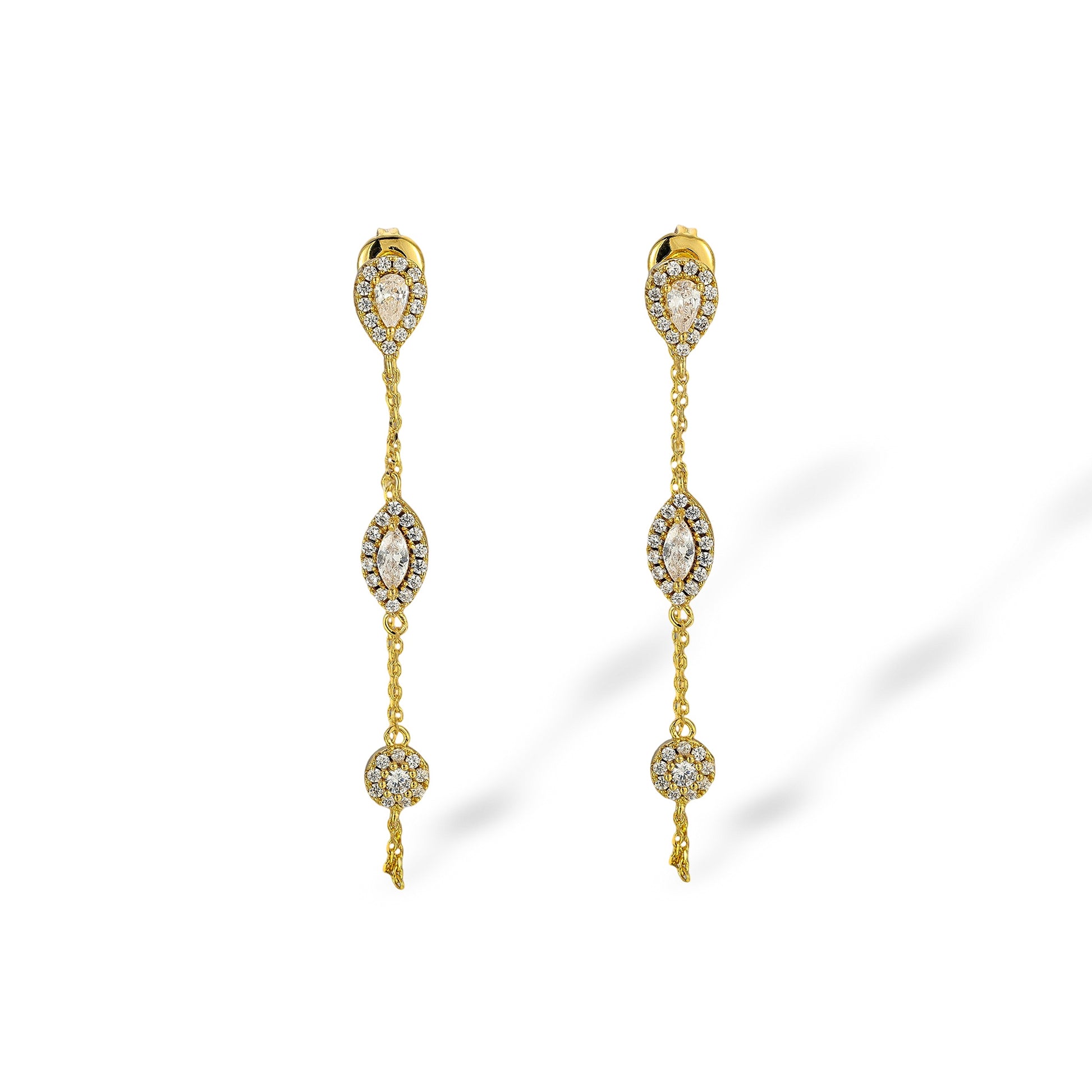 Kaya 14K Gold Marquise Teardrop Round Drop Earrings