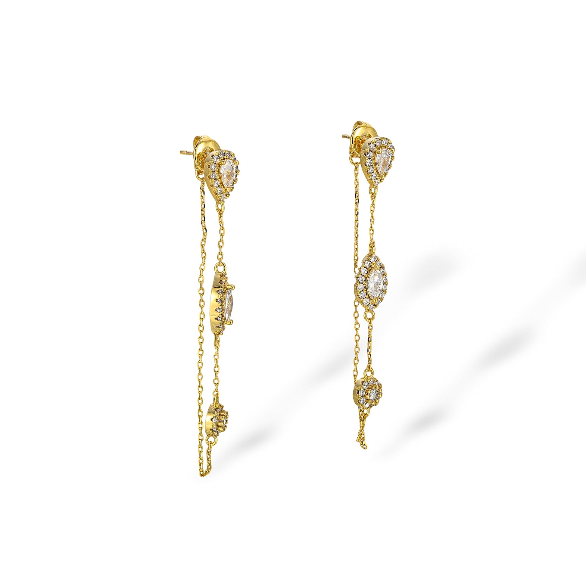 Kaya 14K Gold Marquise Teardrop Round Drop Earrings
