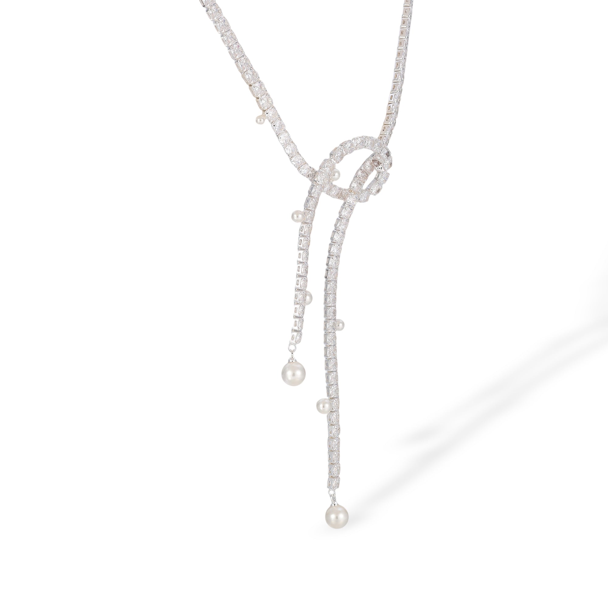 Kirstin White Knot Tassel Pearl Necklace