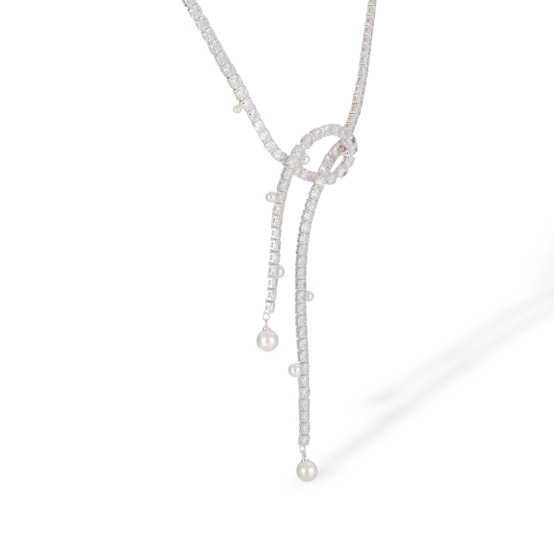 Kirstin White Knot Tassel Pearl Necklace