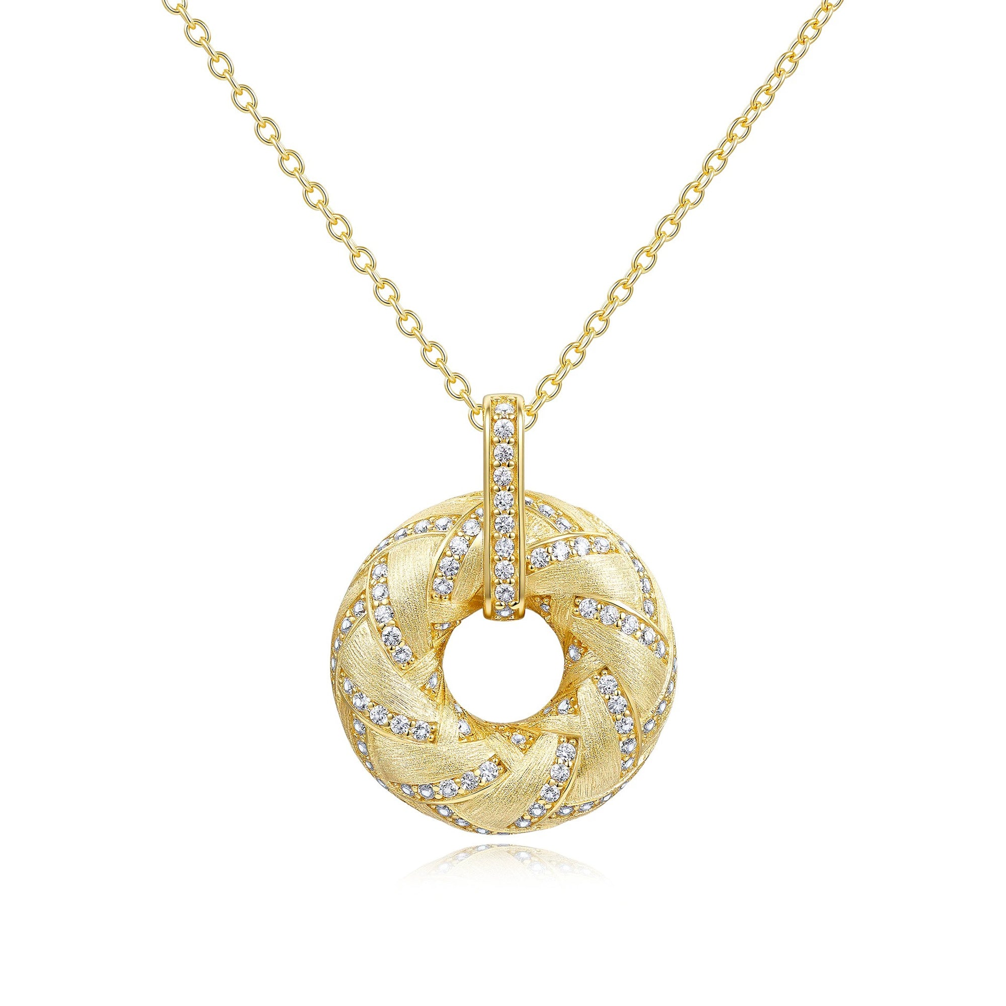 Kläre 14K Gold Hollow Circular Moissanite Necklace