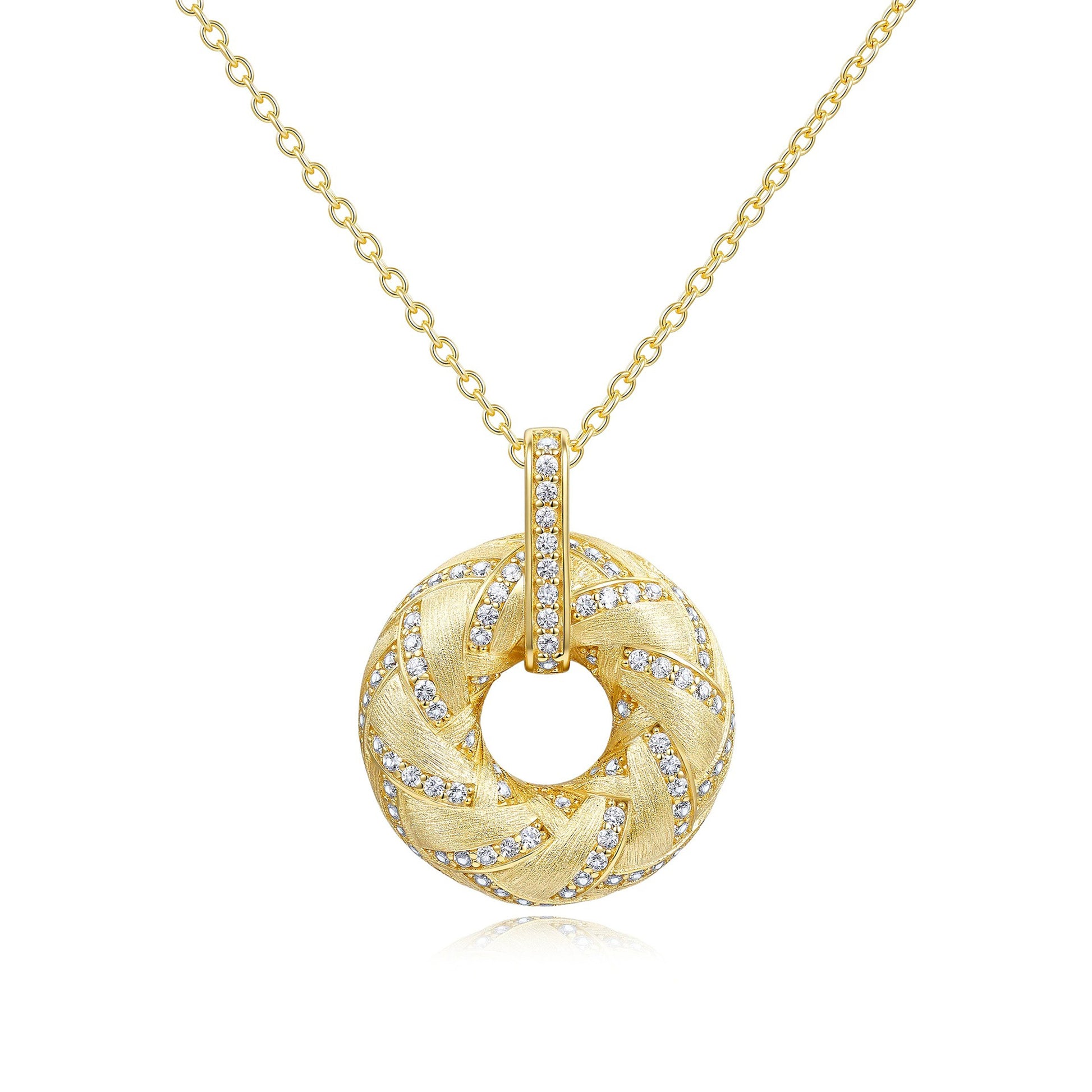 Kläre 14K Gold Hollow Circular Moissanite Necklace