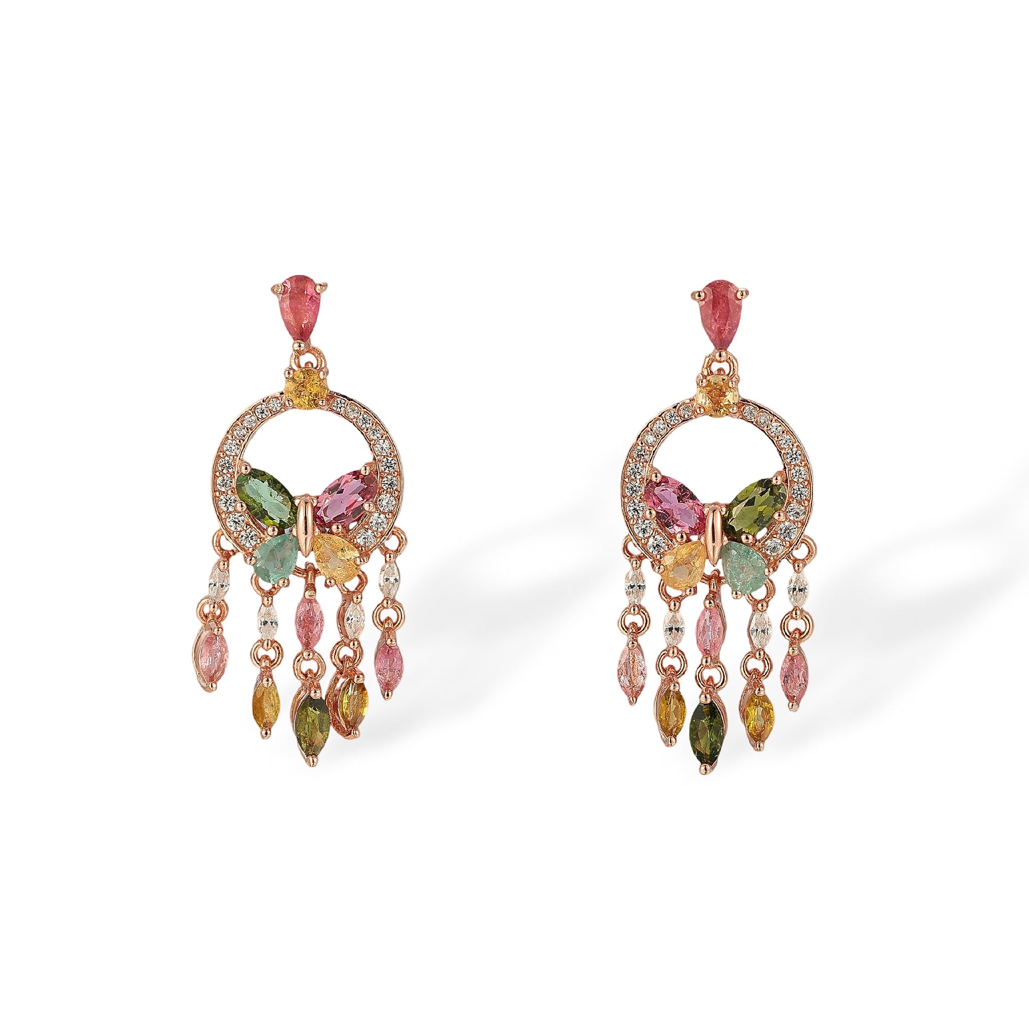 Klaudia Multicolor Tourmaline Marquise Butterfly Drop Earrings