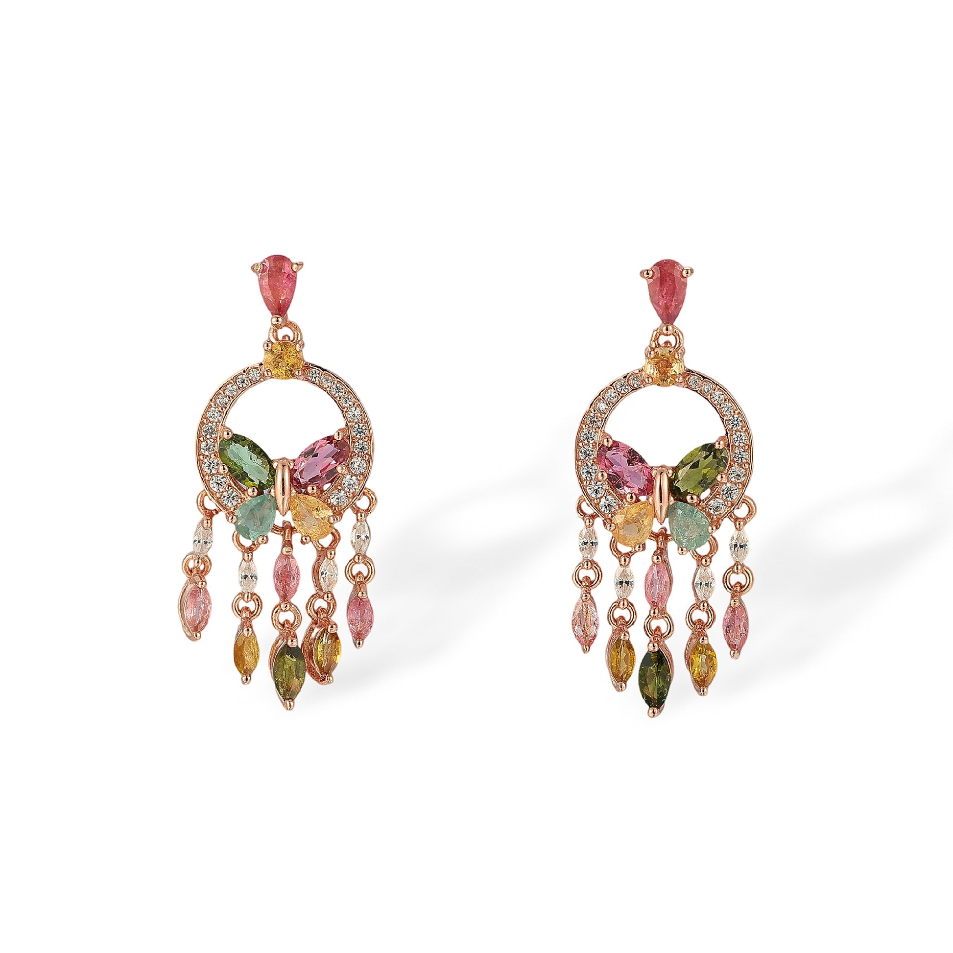 Klaudia Multicolor Tourmaline Marquise Butterfly Drop Earrings