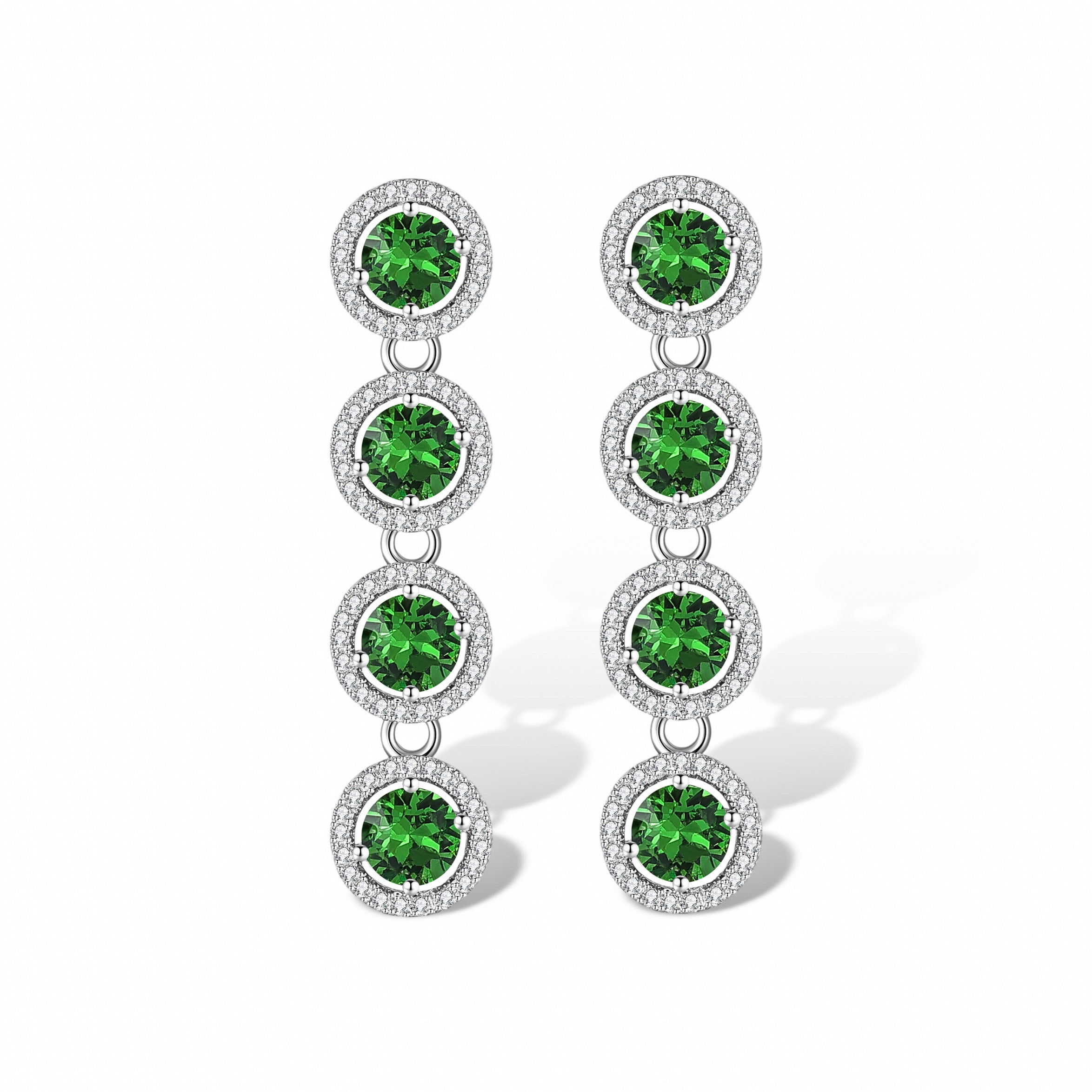 Ambre Green Round Earrings