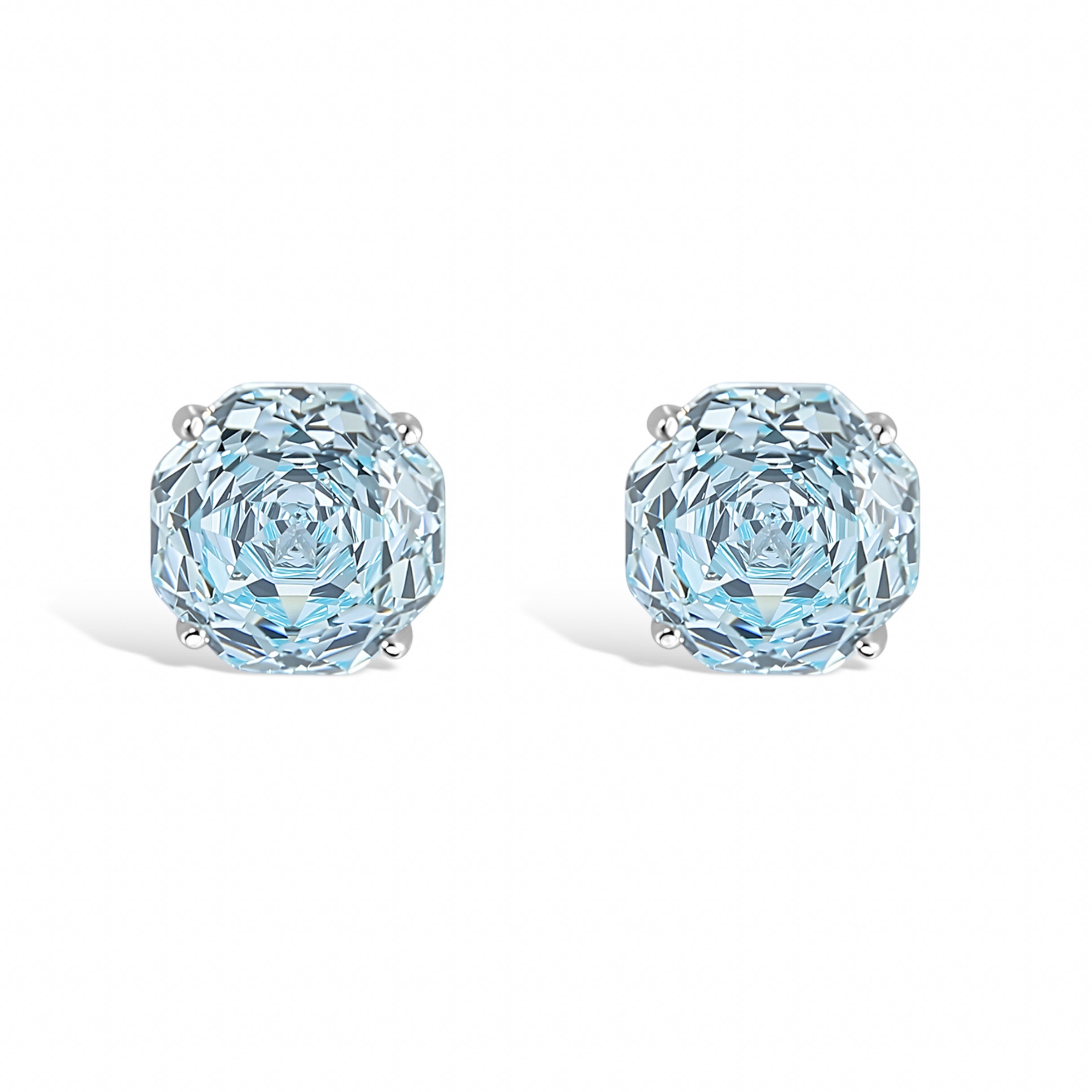La Rose Gallica Blue Floral Stud Earrings