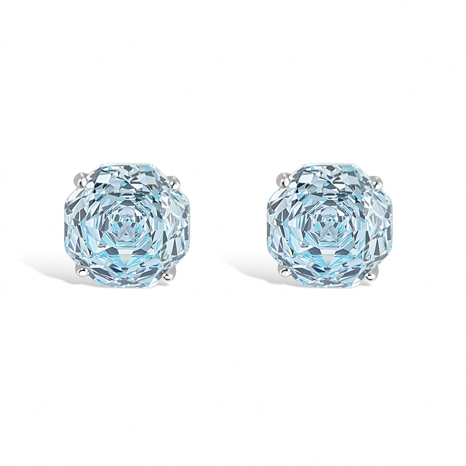 La Rose Gallica Blue Floral Stud Earrings