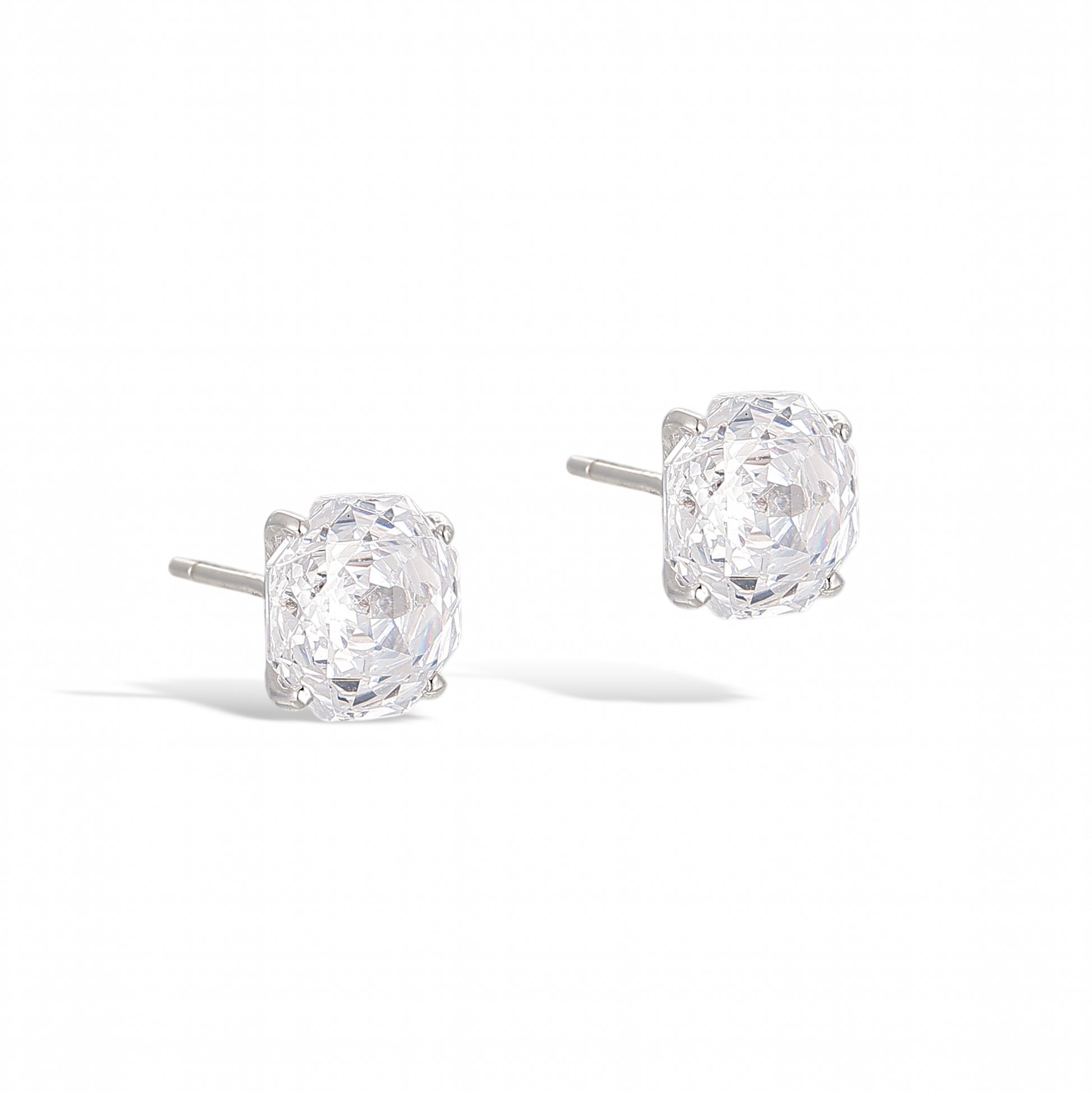 La Rose Gallica White Floral Stud Earrings
