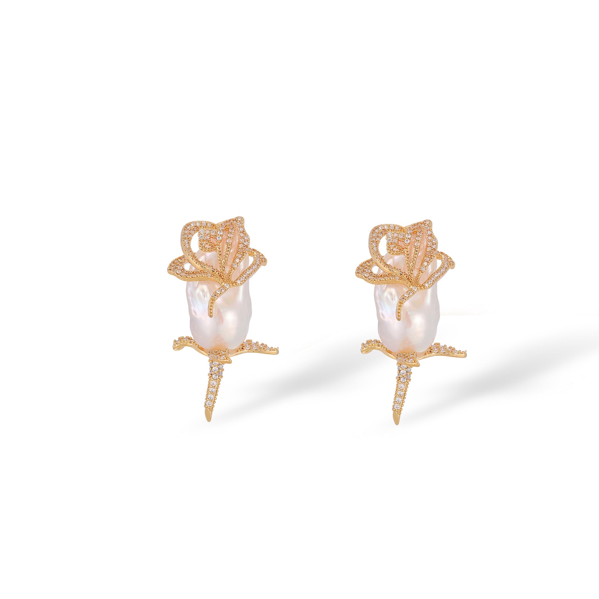 Larissa 14K Gold Baroque Pearl Floral Earrings