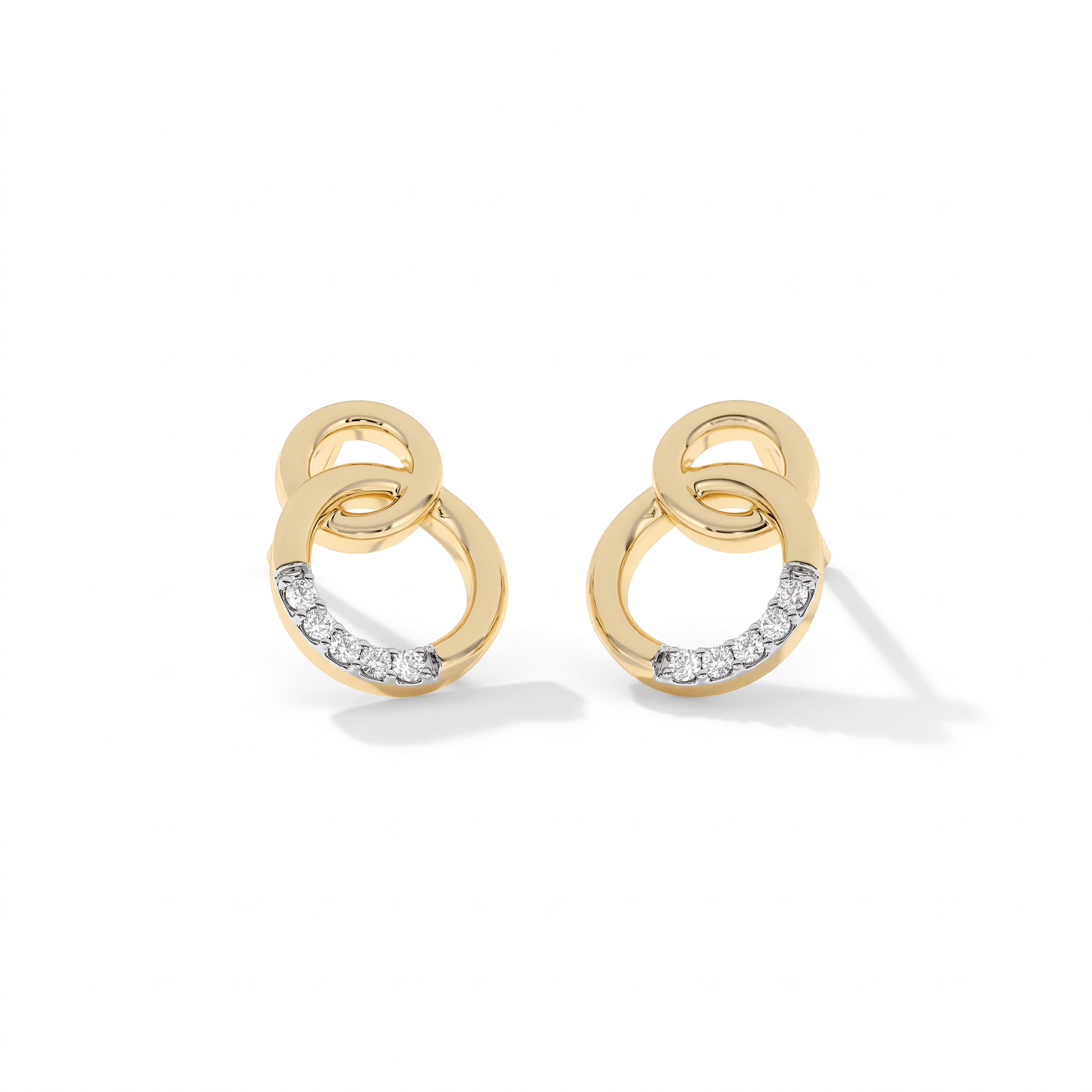 Laurianne 18K Gold Double Circle Drop Earrings