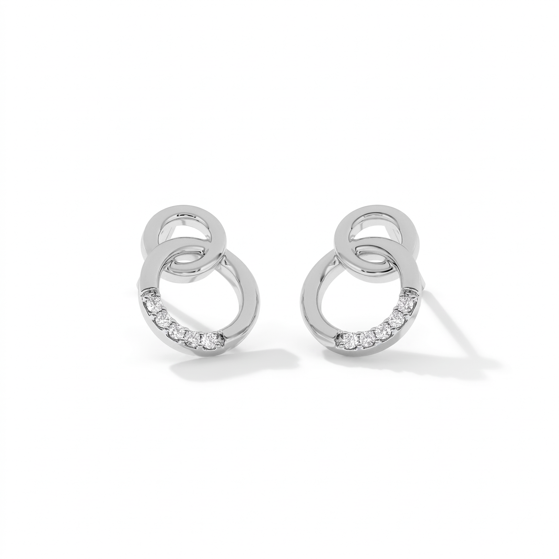 Laurianne 18K Gold Double Circle Drop Earrings
