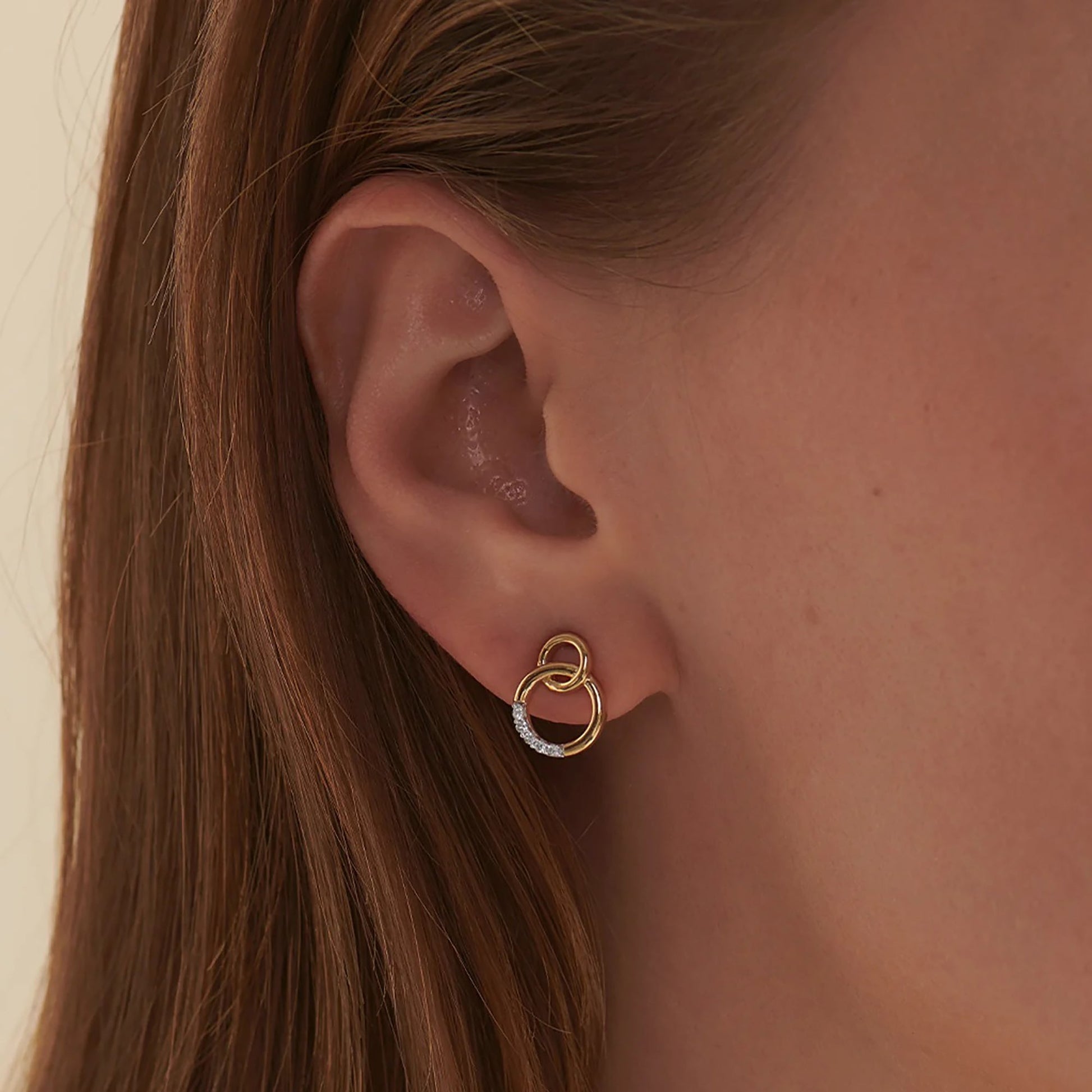 Laurianne 18K Gold Double Circle Drop Earrings
