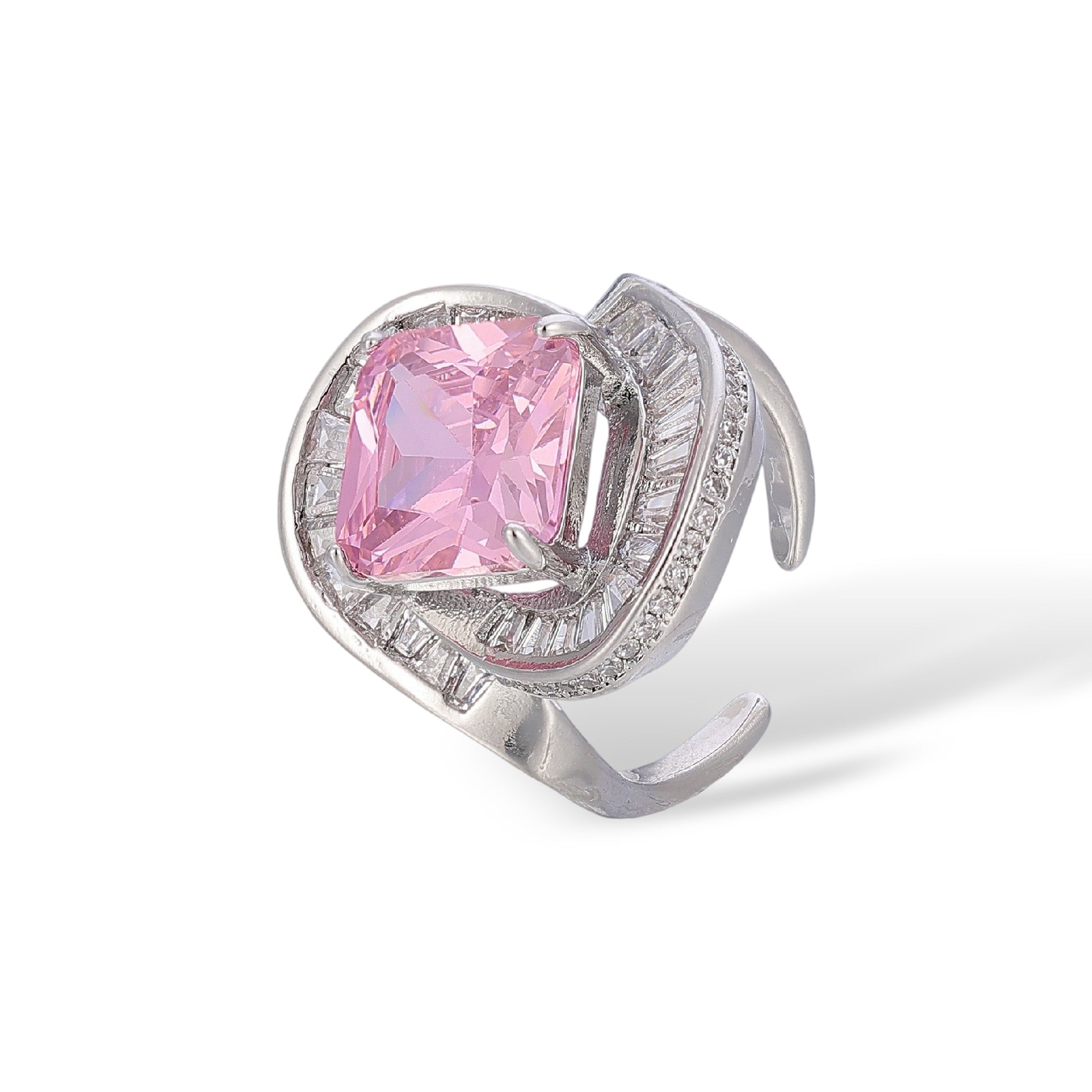 Leandra Pink Cushion Open Ring