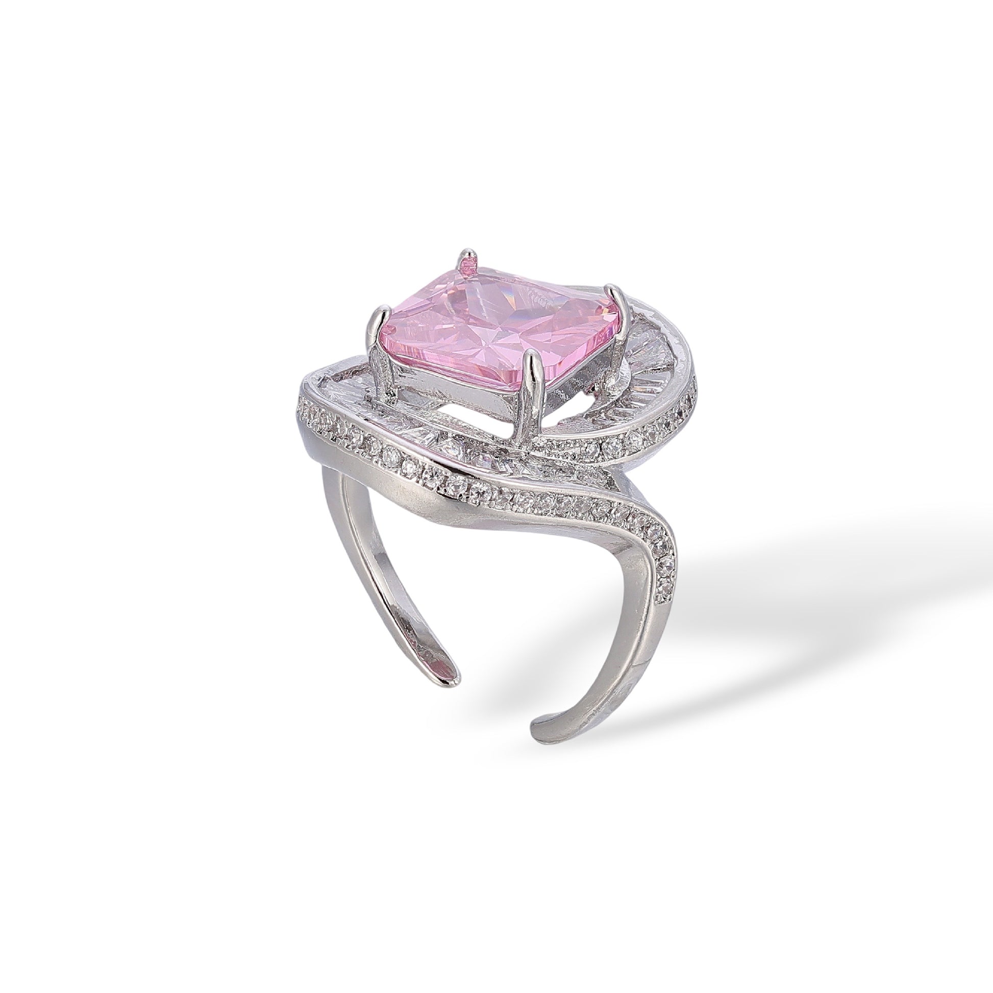 Leandra Pink Cushion Open Ring